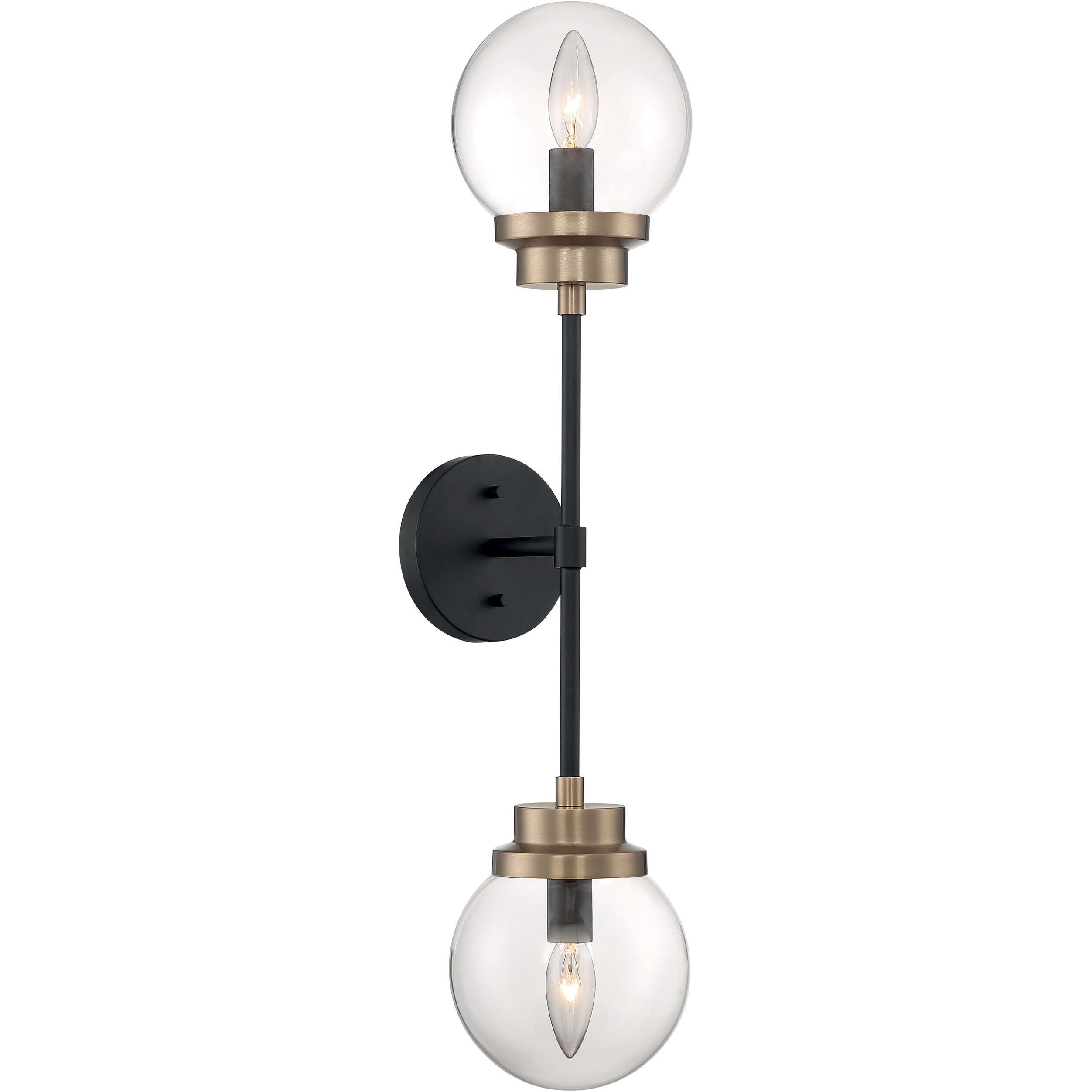 Axis 2 Light 6 inch Matte Black and Brass Accents Vanity Light Wall Light