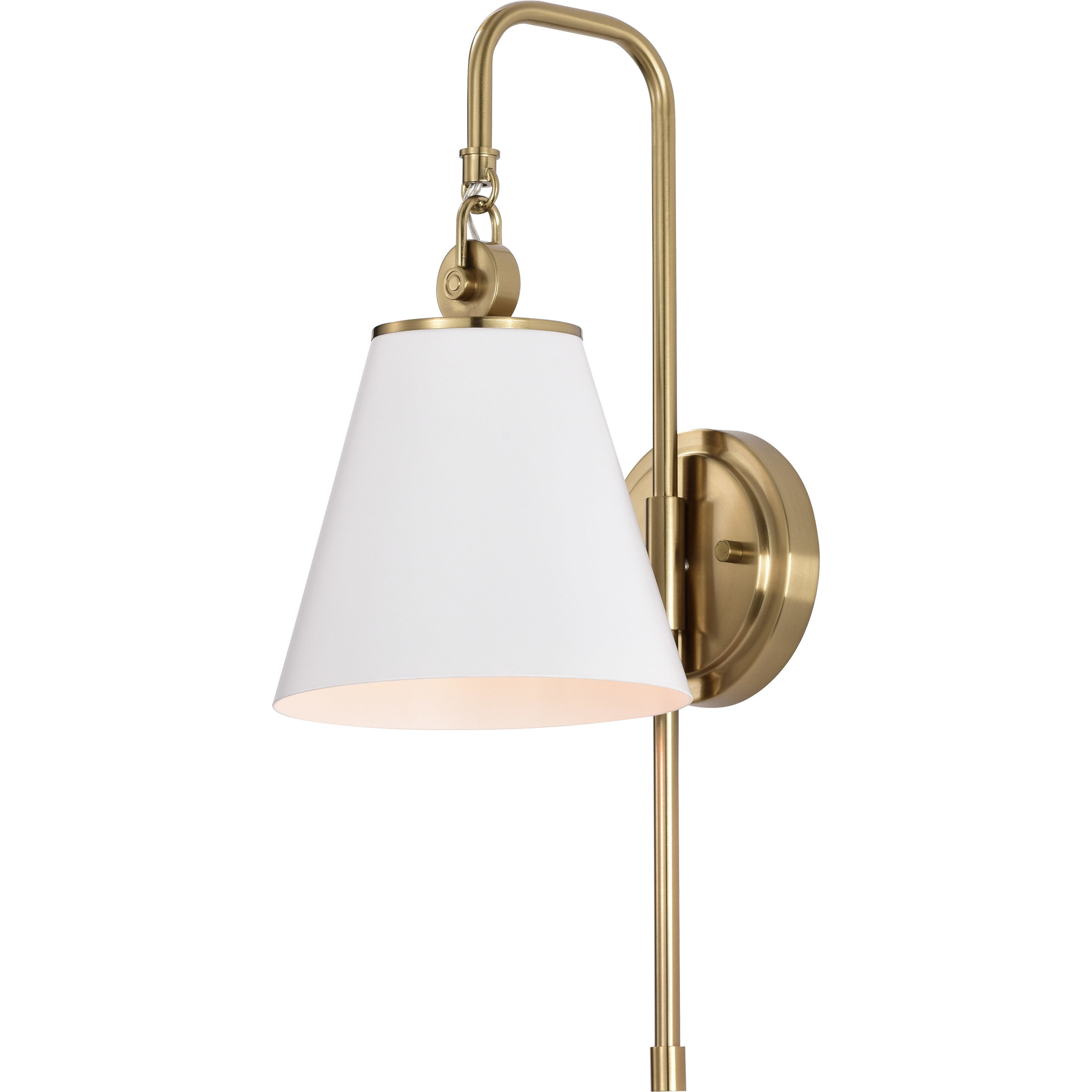 Dover 1 Light 7 inch White/Vintage Brass Bathroom Vanity Lights Wall Light