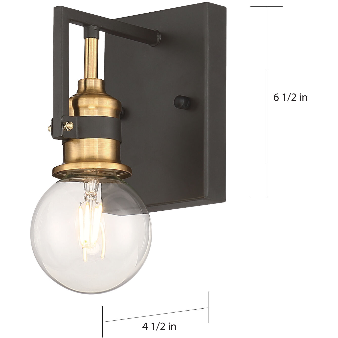 Intention 1 Light 5 inch Warm Brass and Black Vanity Light Wall Light