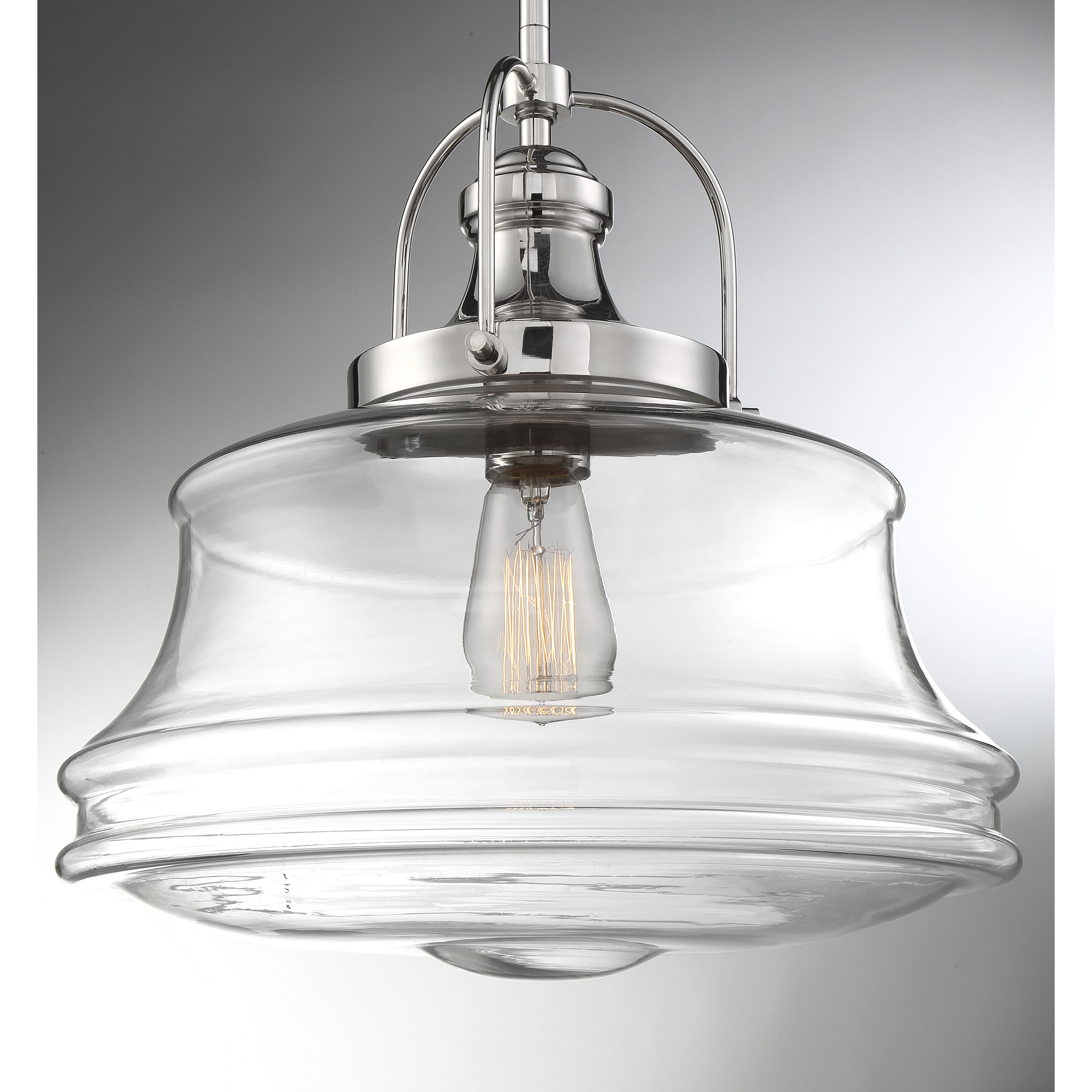 Basel 1 Light 13.75 inch Polished Nickel and Clear Pendant Ceiling Light