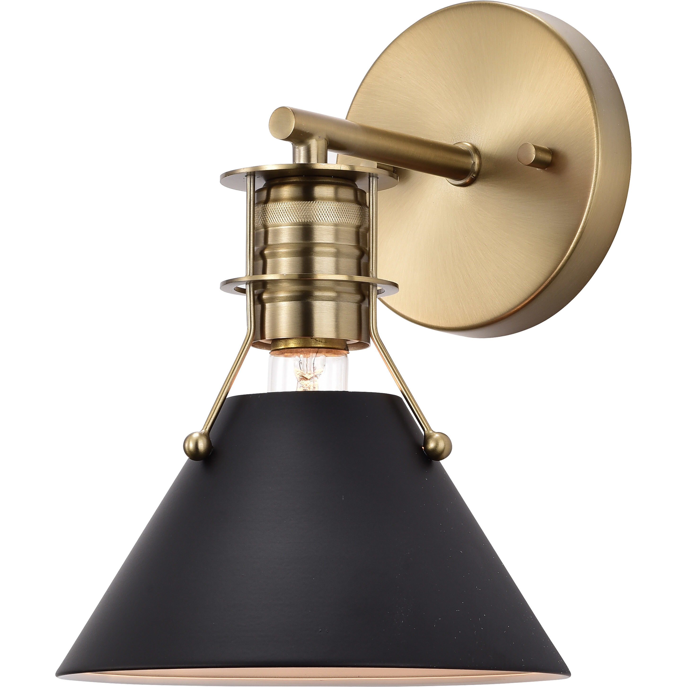 Outpost 1 Light 7 inch Matte Black/Burnished Brass Bathroom Vanity Lights Wall Light