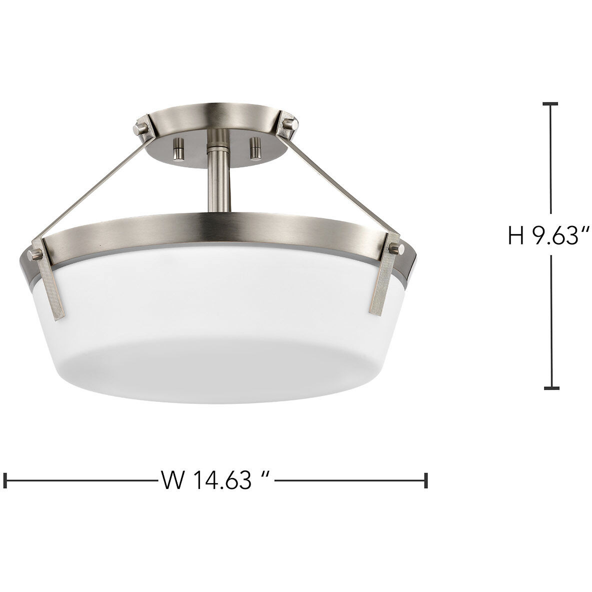 Rowen 3 Light 14.63 inch Brushed Nickel Semi Flush Mount Ceiling Light