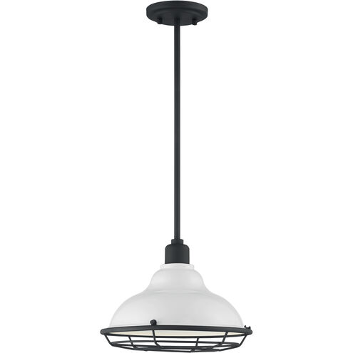 Newbridge 1 Light 12 inch Gloss White and Black Accents Pendant Ceiling Light