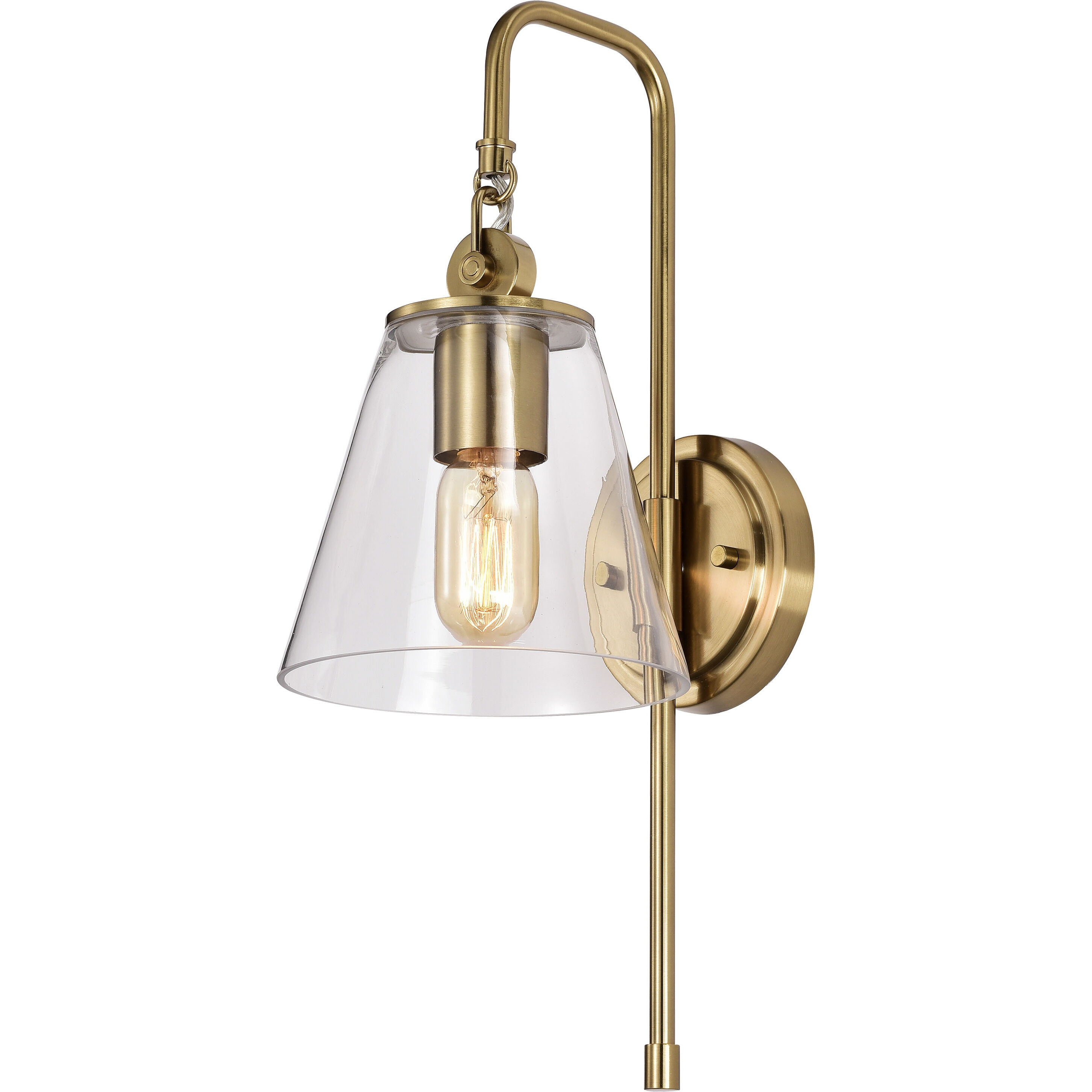 Dover 1 Light 7 inch Vintage Brass Bathroom Vanity Lights Wall Light