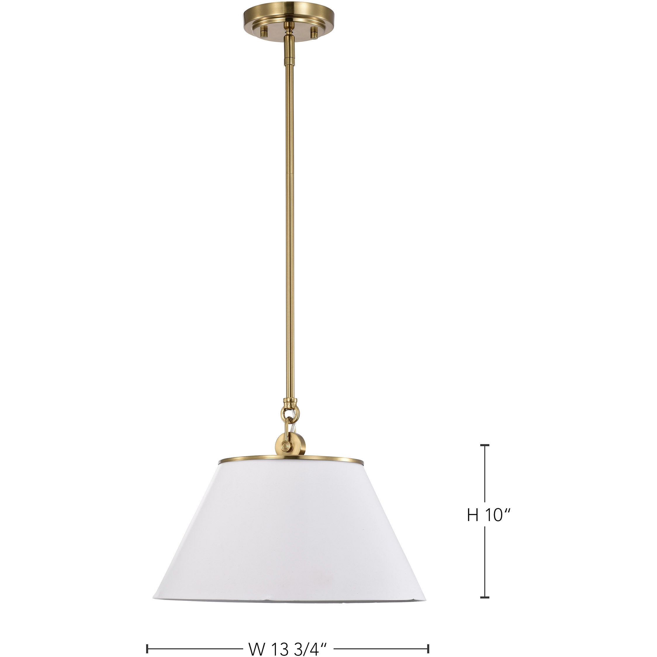 Dover 1 Light 13.75 inch White/Vintage Brass Pendant Ceiling Light