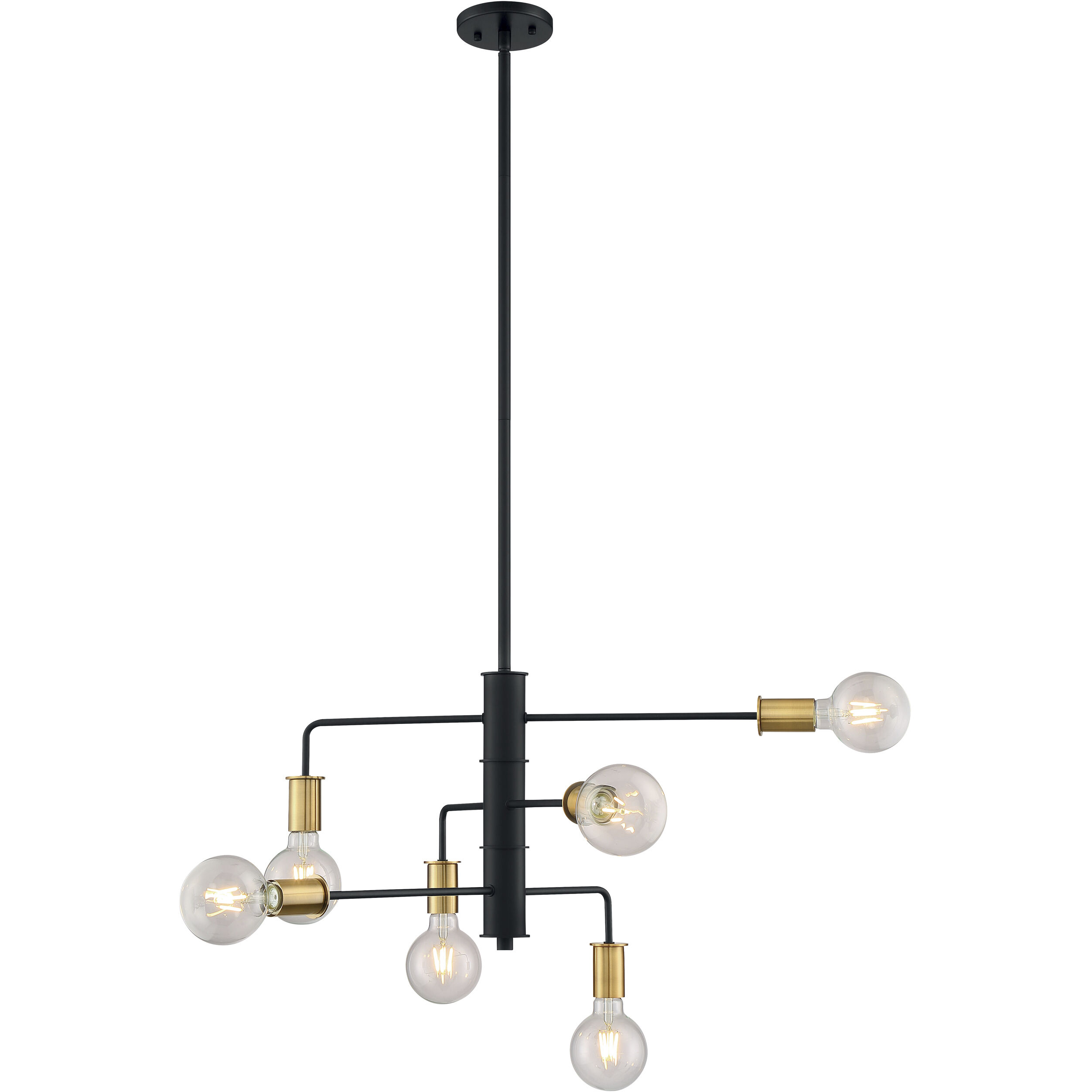 Ryder 6 Light 25 inch Black and Brushed Brass Chandelier Ceiling Light