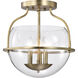 Amado 3 Light 14 inch Vintage Brass Semi Flush Mount Ceiling Light