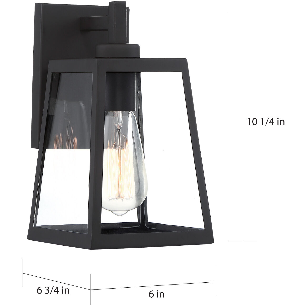 Halifax 1 Light 10 inch Matte Black and Glass Outdoor Wall Lantern, Small
