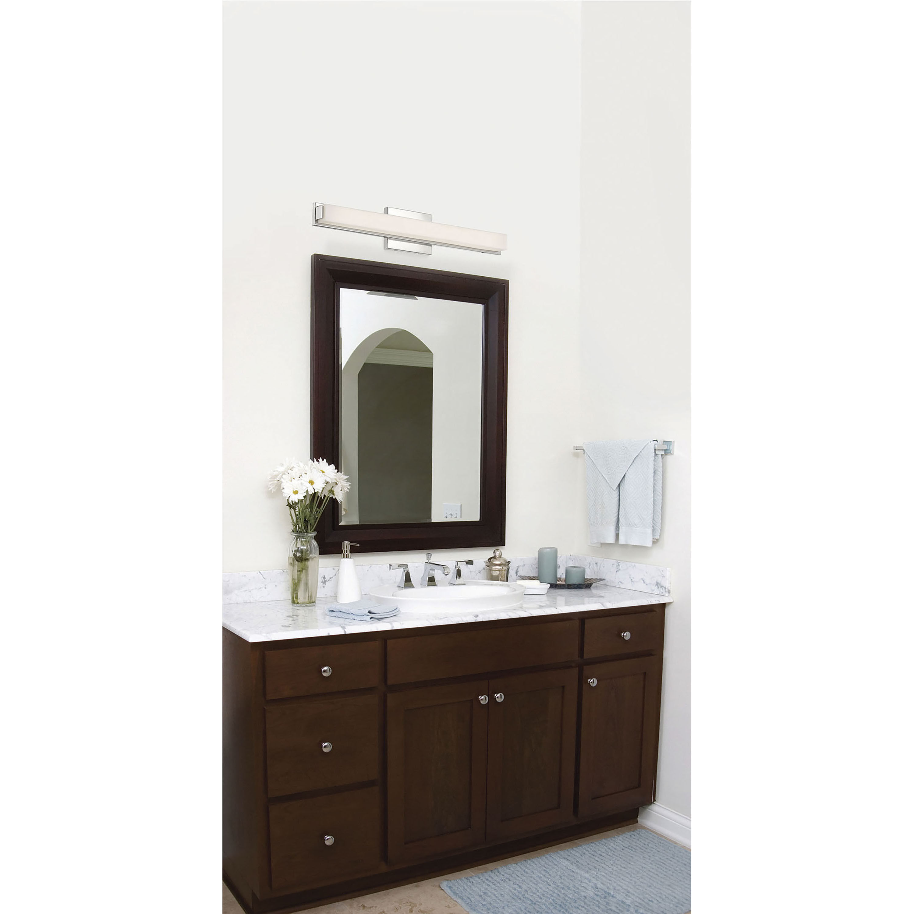 Slick LED 25 inch Polished Nickel Vanity Light Wall Light