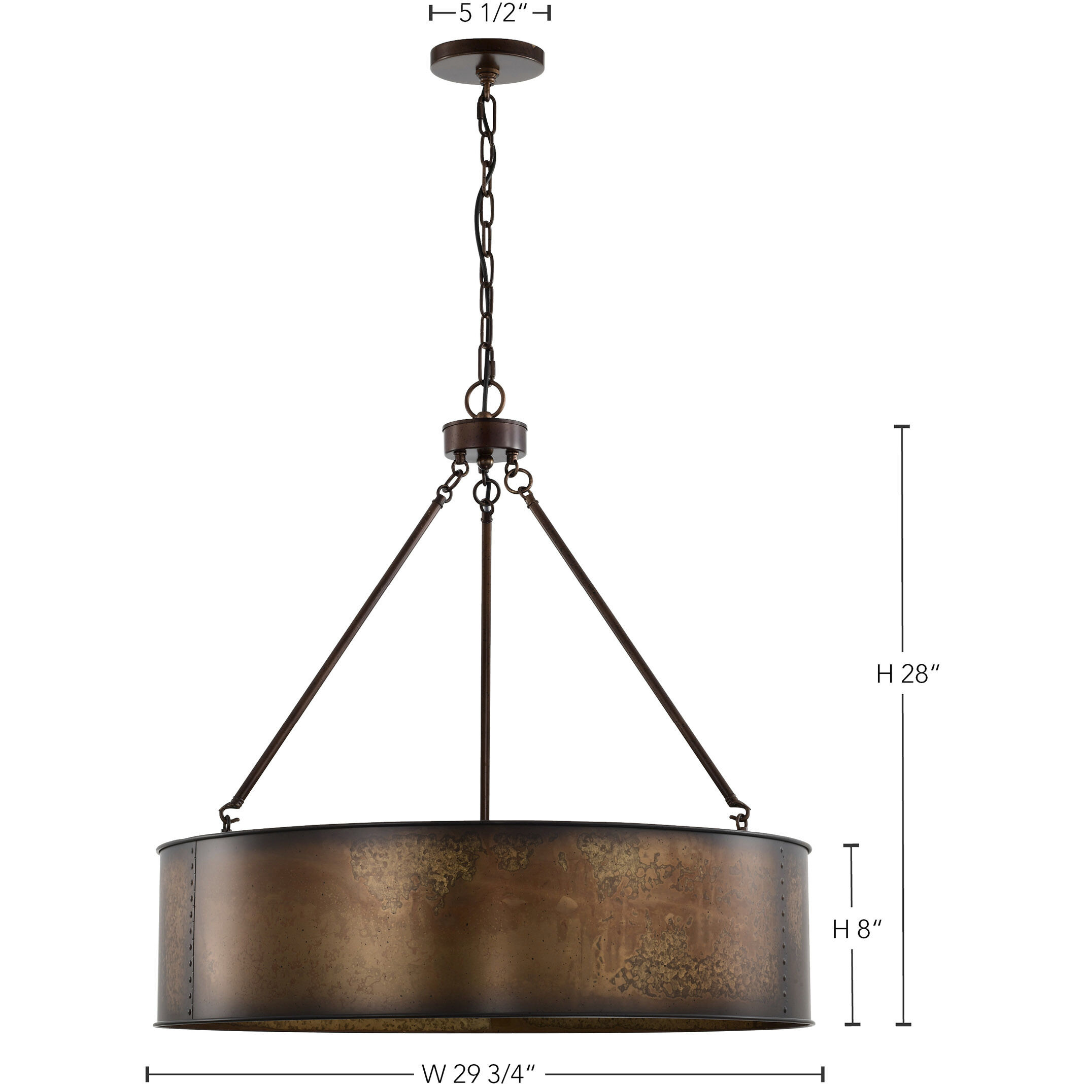 Kettle 5 Light 30 inch Weathered Brass Pendant Ceiling Light