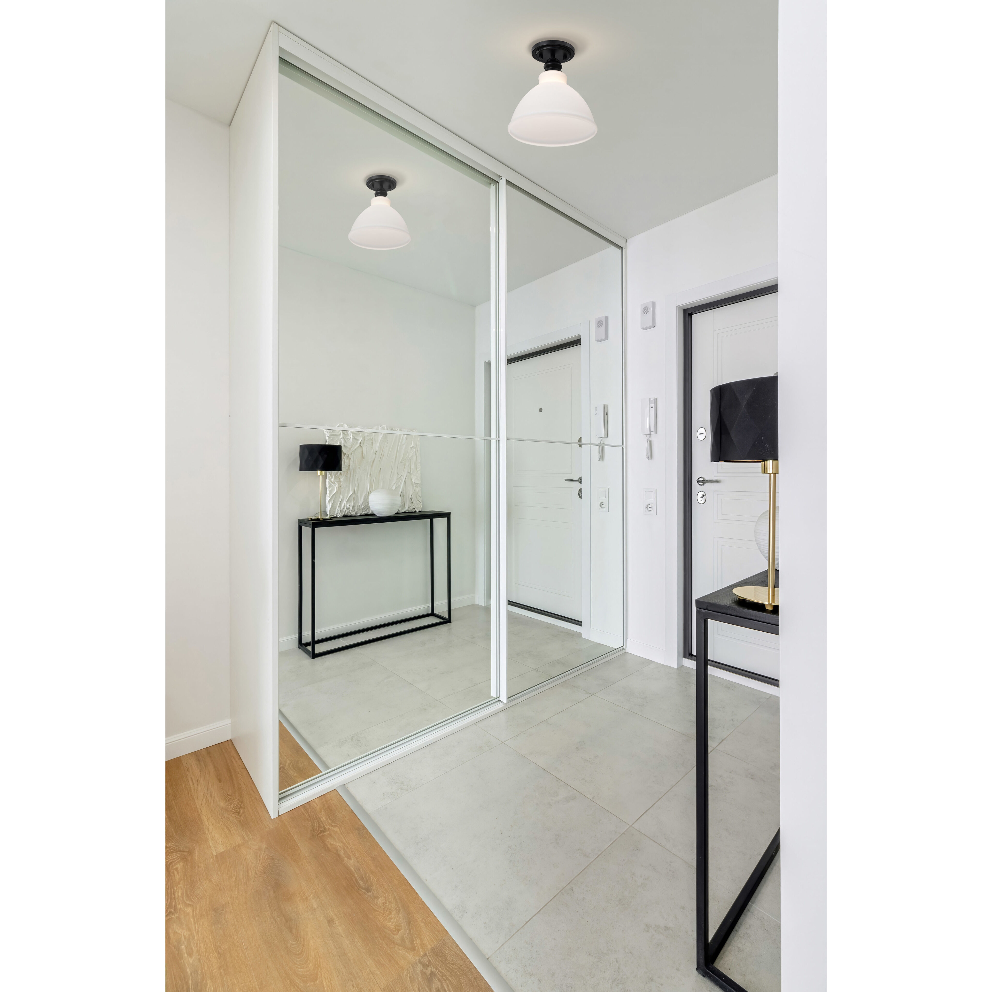 Russel 10 inch Matte Black Semi Flush Mount Ceiling Light