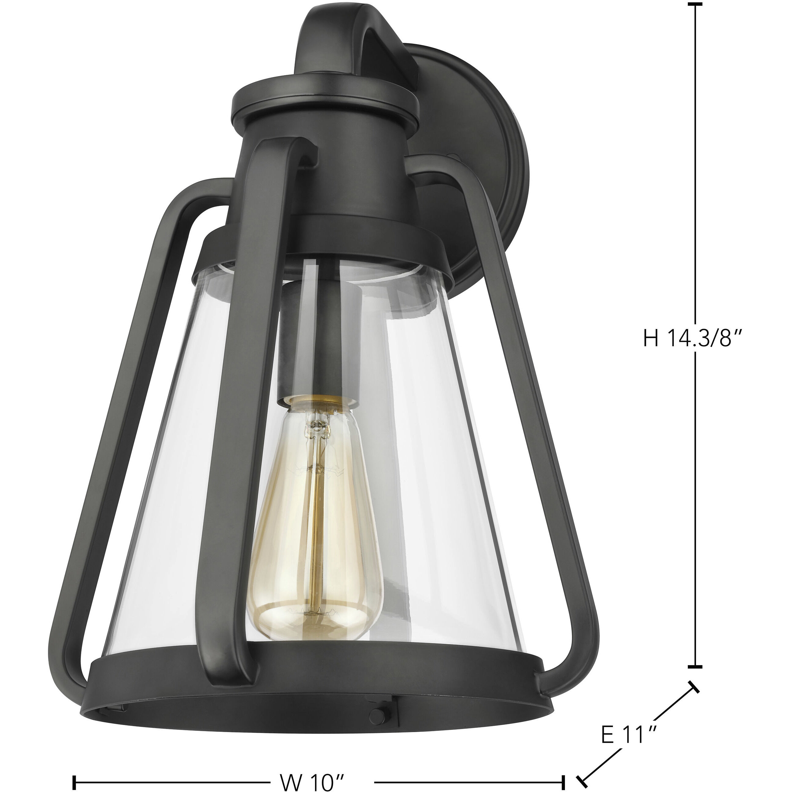 Everett 1 Light 10 inch Matte Black Bathroom Vanity Lights Wall Light