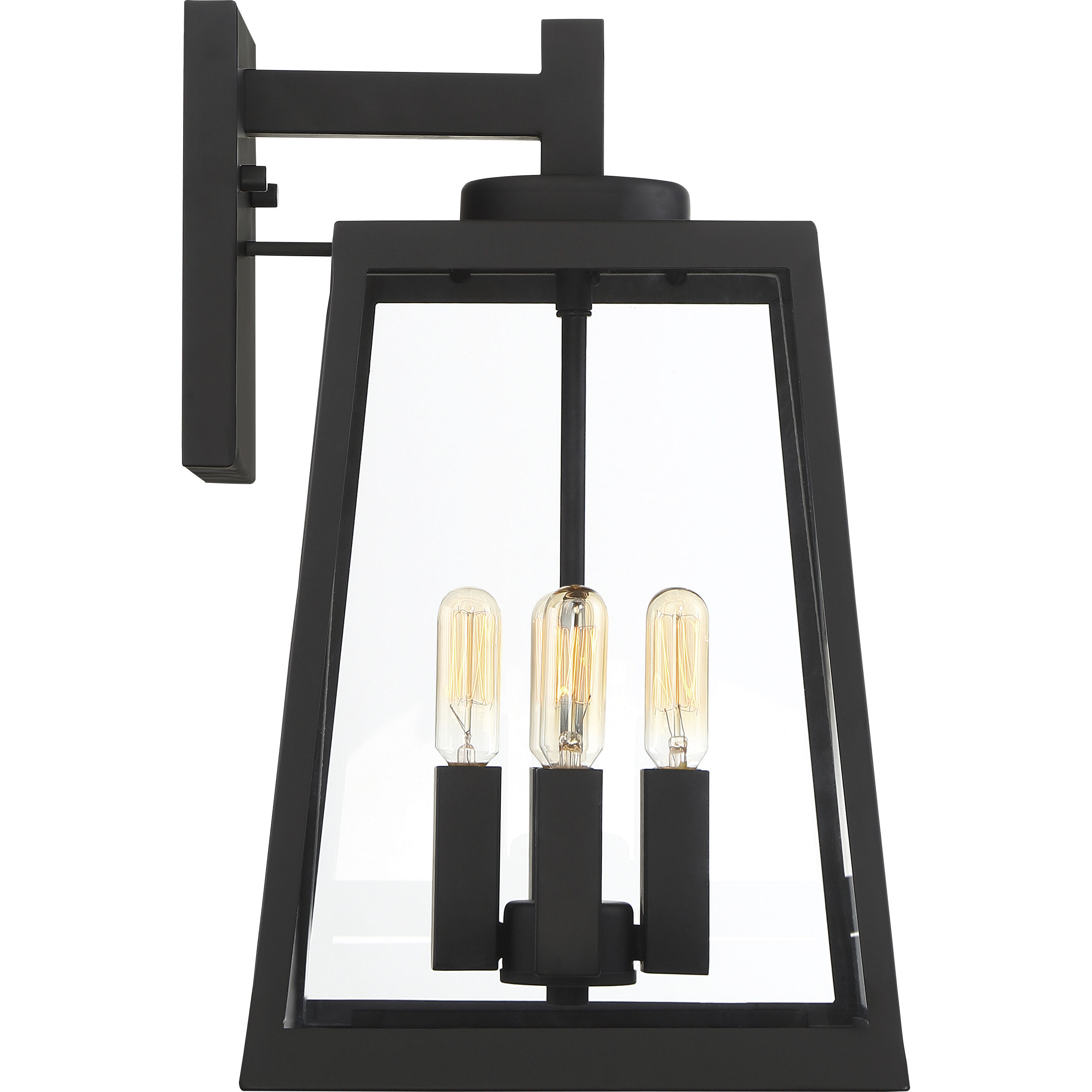 Halifax 4 Light 16 inch Matte Black and Glass Outdoor Wall Lantern, Large