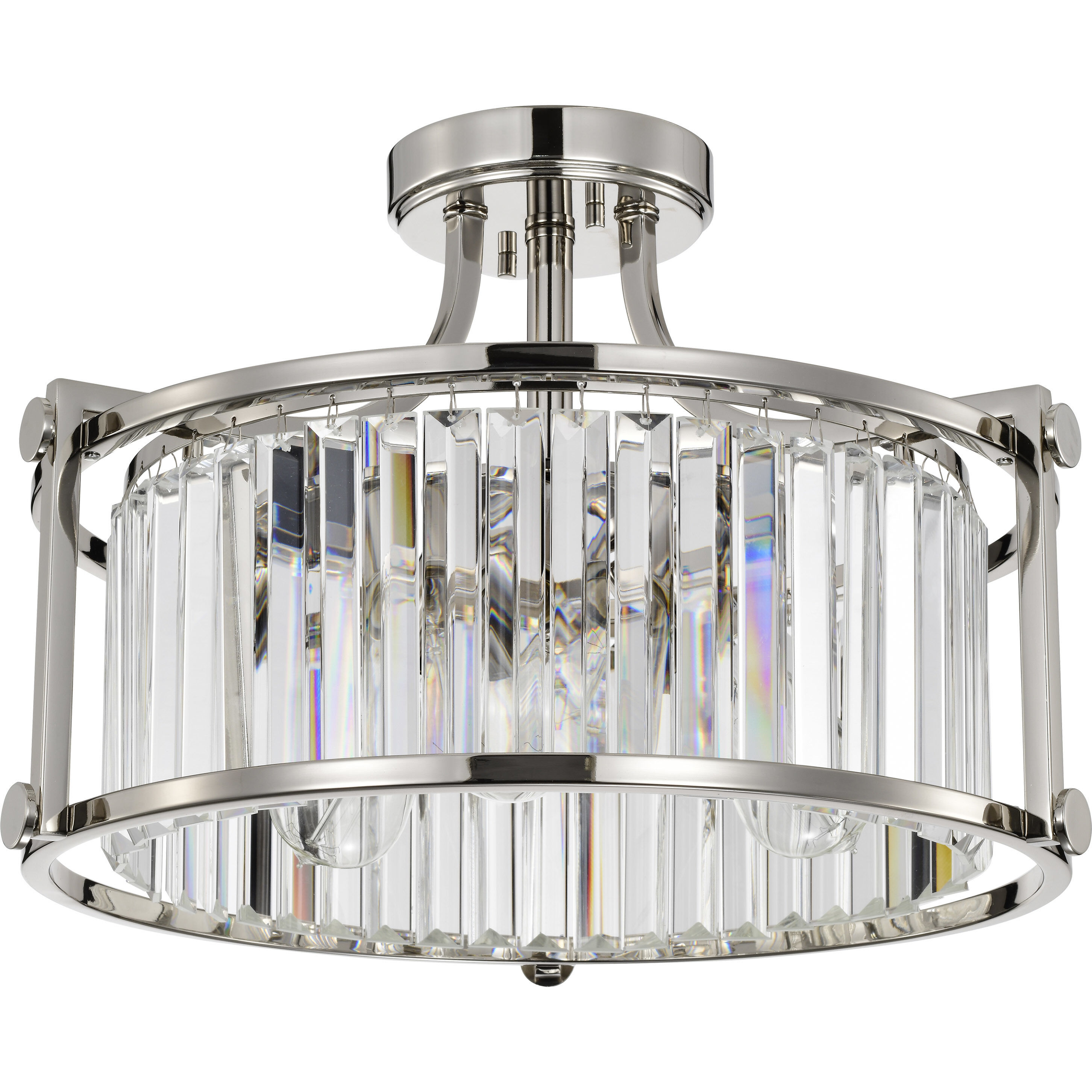Krys 3 Light 17.75 inch Polished Nickel Semi Flush Mount Ceiling Light