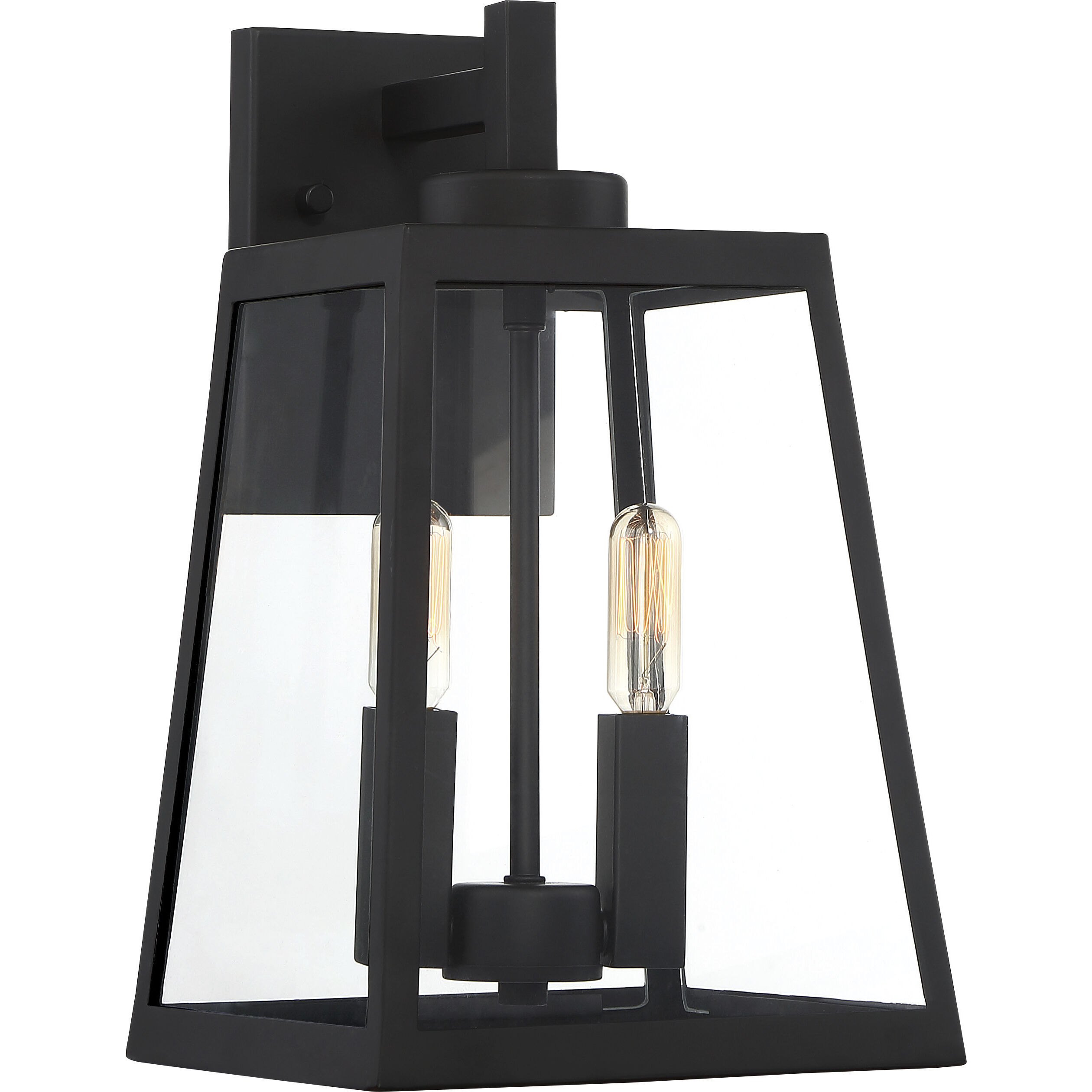 Halifax 2 Light 14 inch Matte Black and Glass Outdoor Wall Lantern, Medium