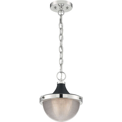 Faro 1 Light 10 inch Polished Nickel and Black Accents Pendant Ceiling Light