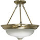 Signature 3 Light 15.25 inch Antique Brass Semi-Flush Ceiling Light