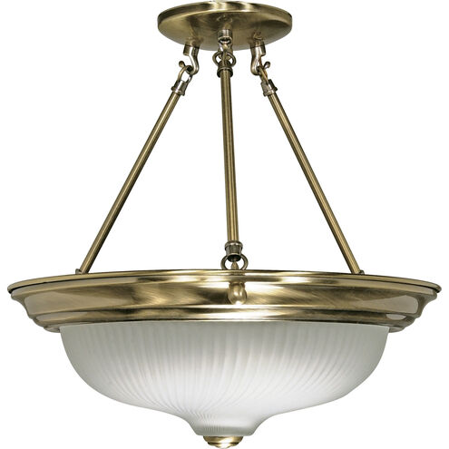 Signature 3 Light 15 inch Antique Brass Semi-Flush Ceiling Light