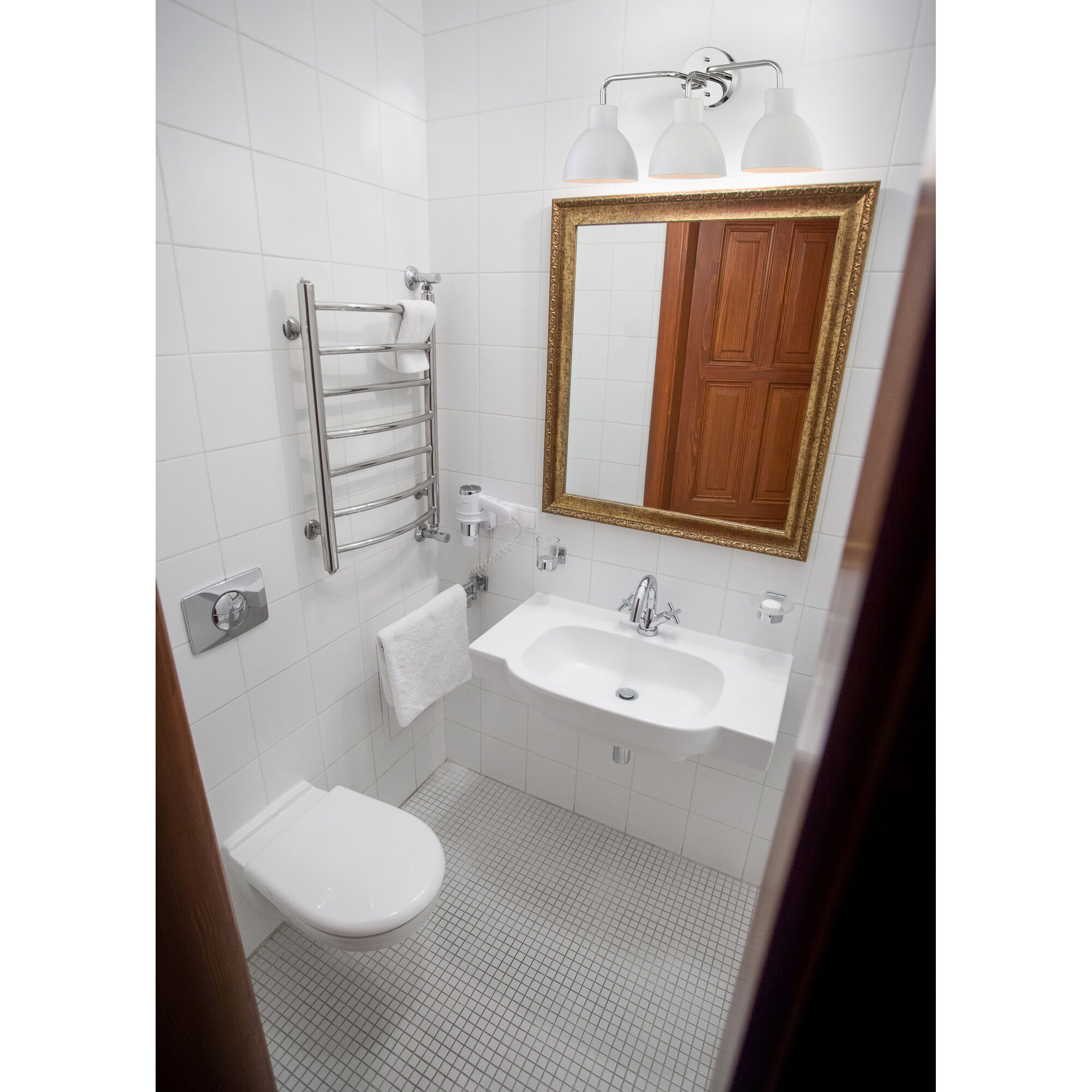 Sloan 3 Light 22 inch Polished Nickel and White Vanity Light Wall Light