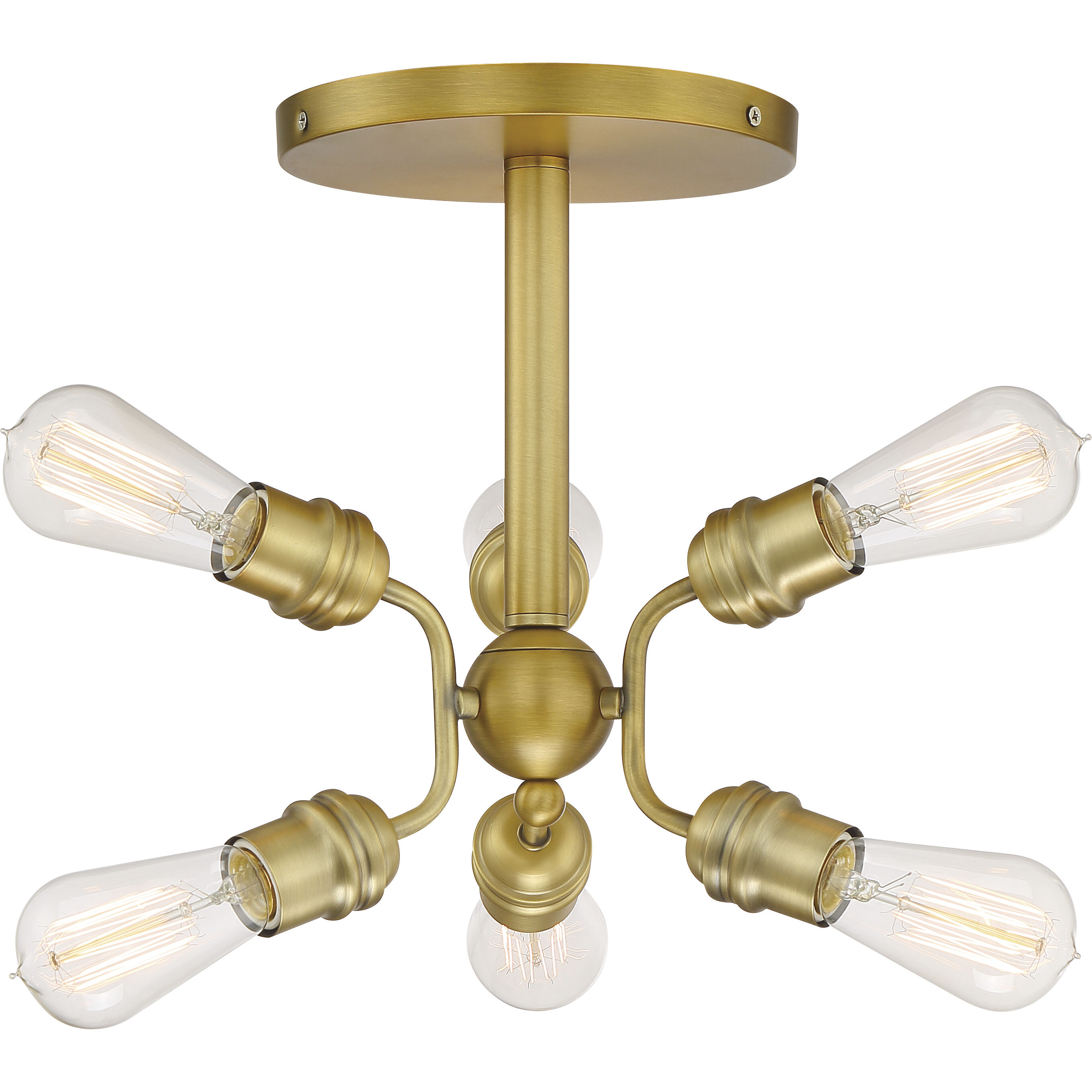Faraday 6 Light 16.5 inch Brushed Brass Semi Flush Mount Ceiling Light