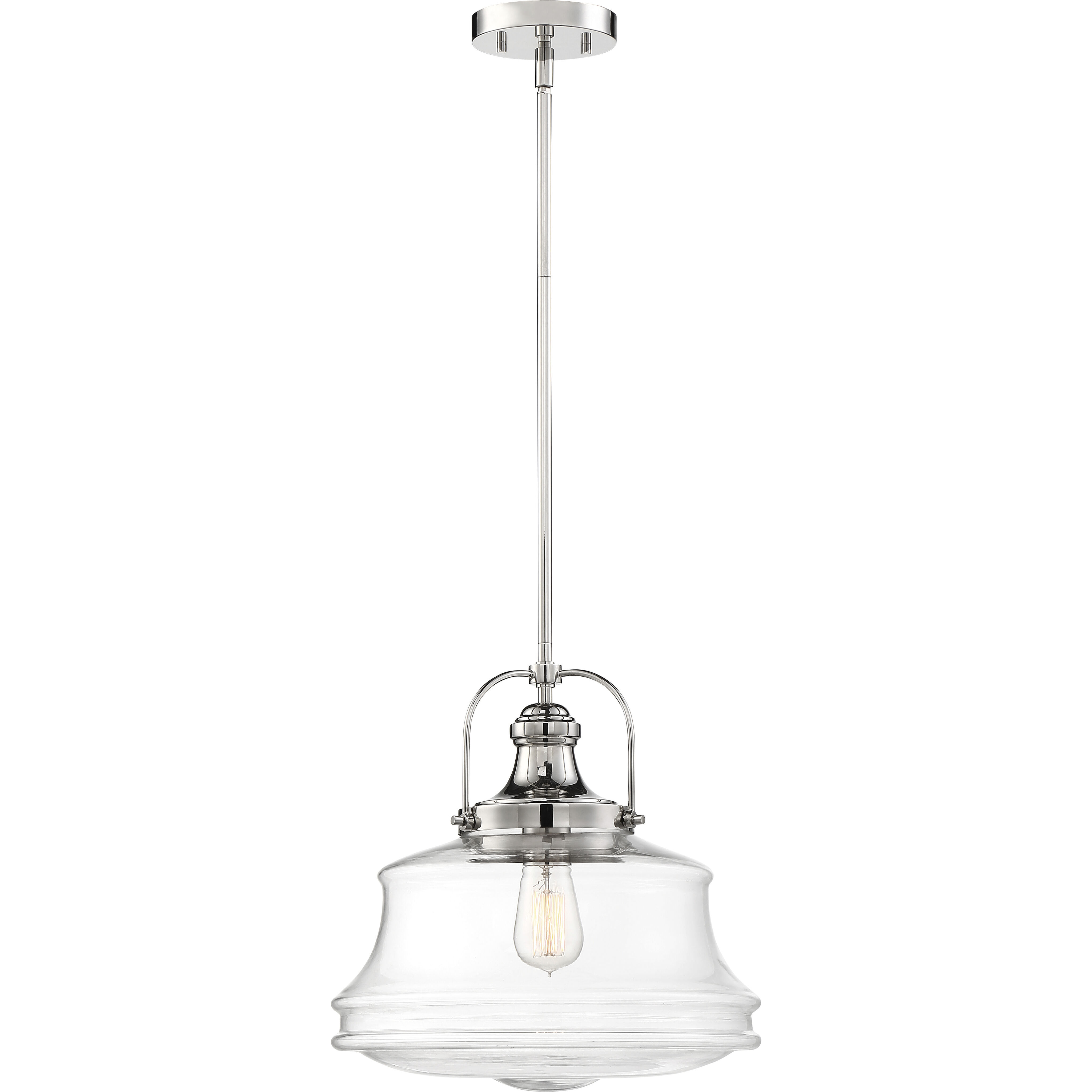 Basel 1 Light 13.75 inch Polished Nickel and Clear Pendant Ceiling Light