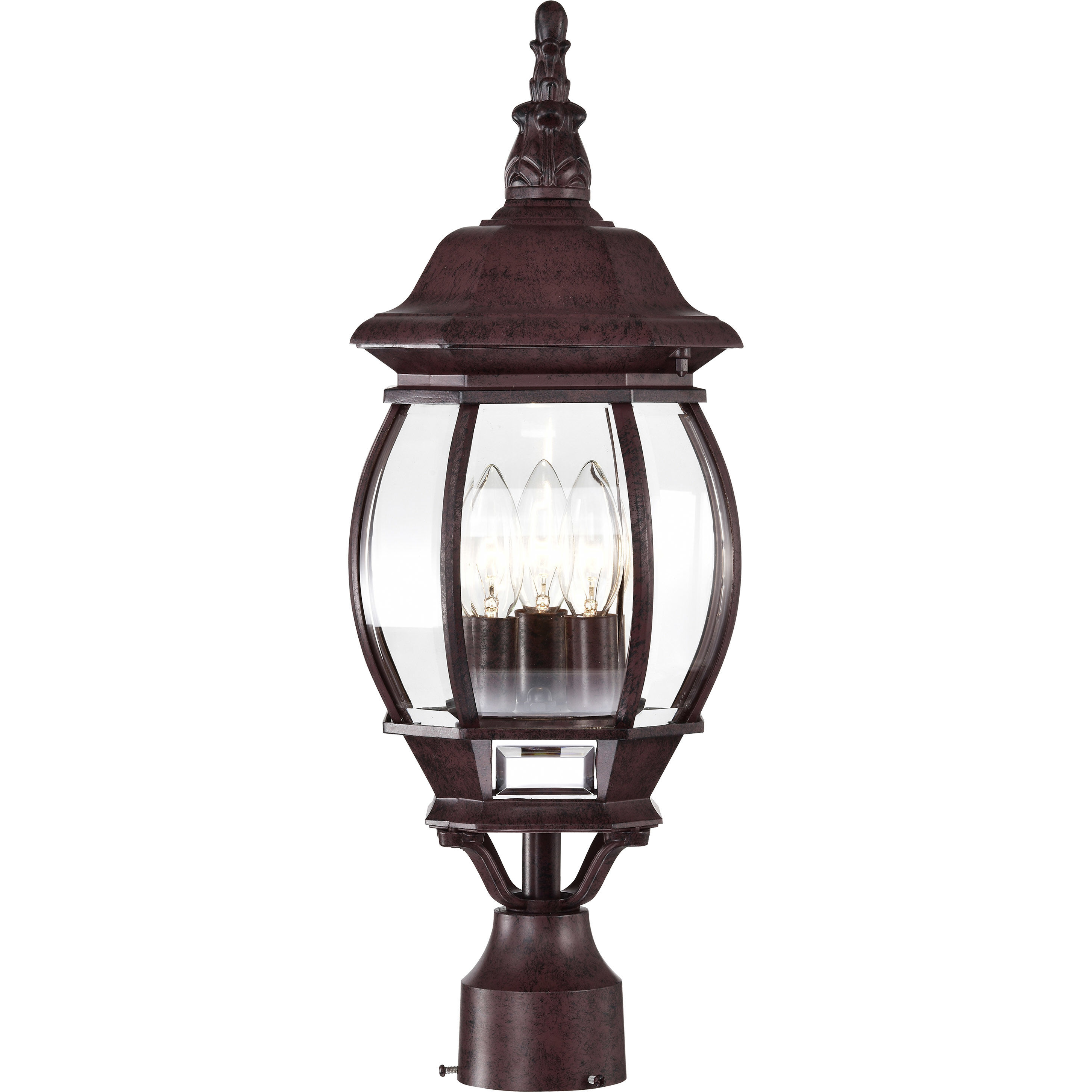 Central Park 3 Light 21 inch Old Bronze Outdoor Post Lantern