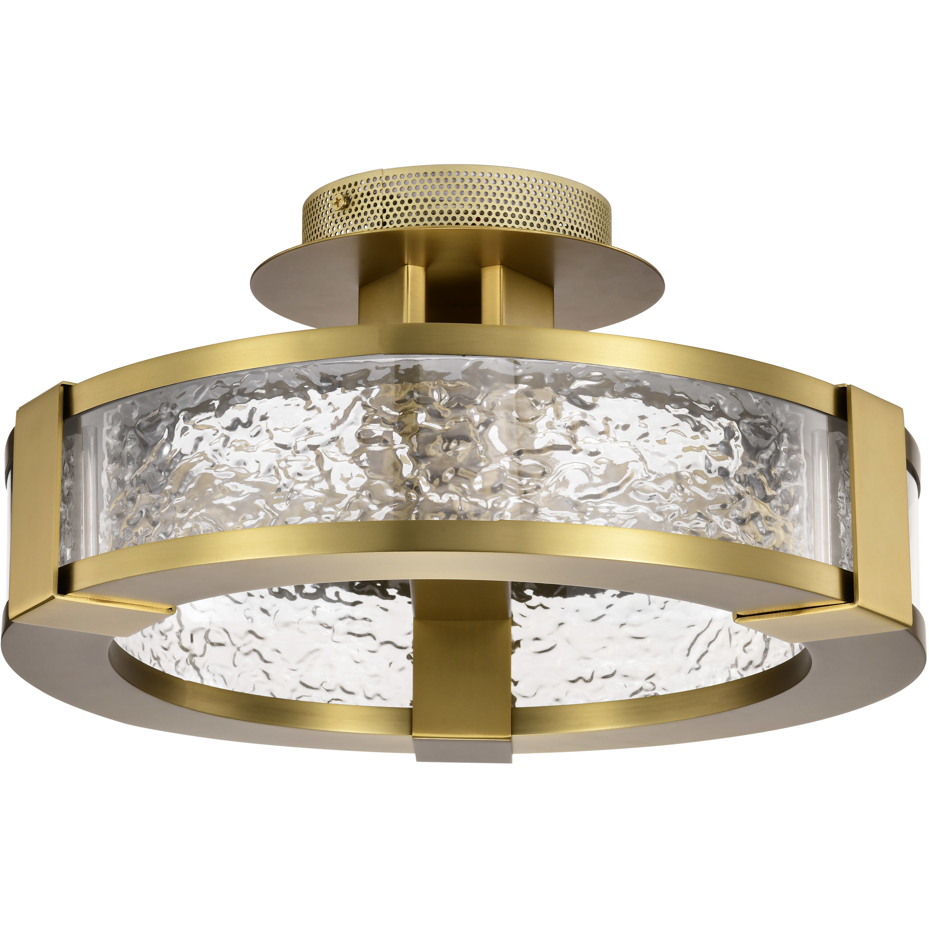 Darrow LED 13.75 inch Vintage Brass Semi Flush Mount Ceiling Light