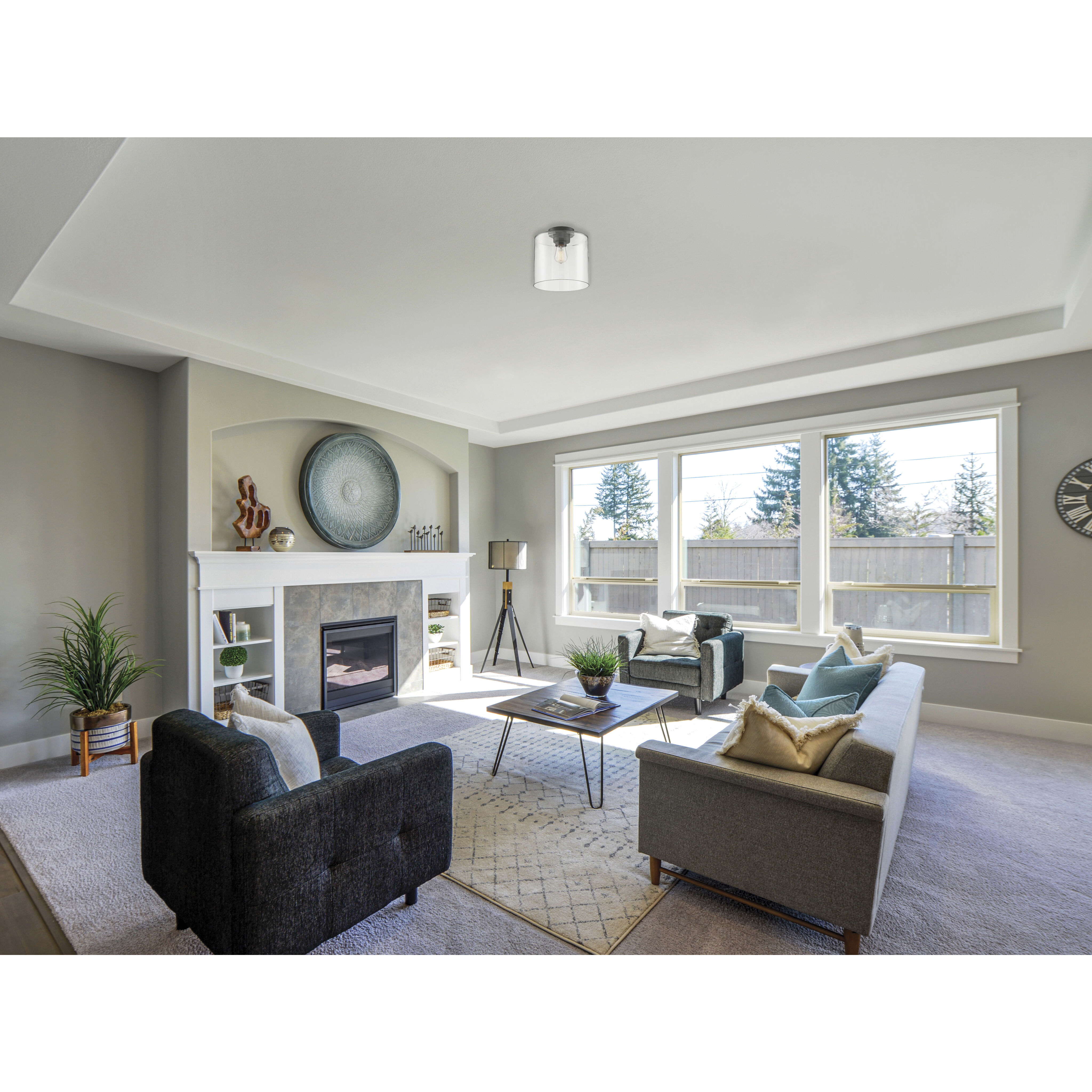 Chantecleer 1 Light 10 inch Matte Black and Clear Semi Flush Mount Ceiling Light