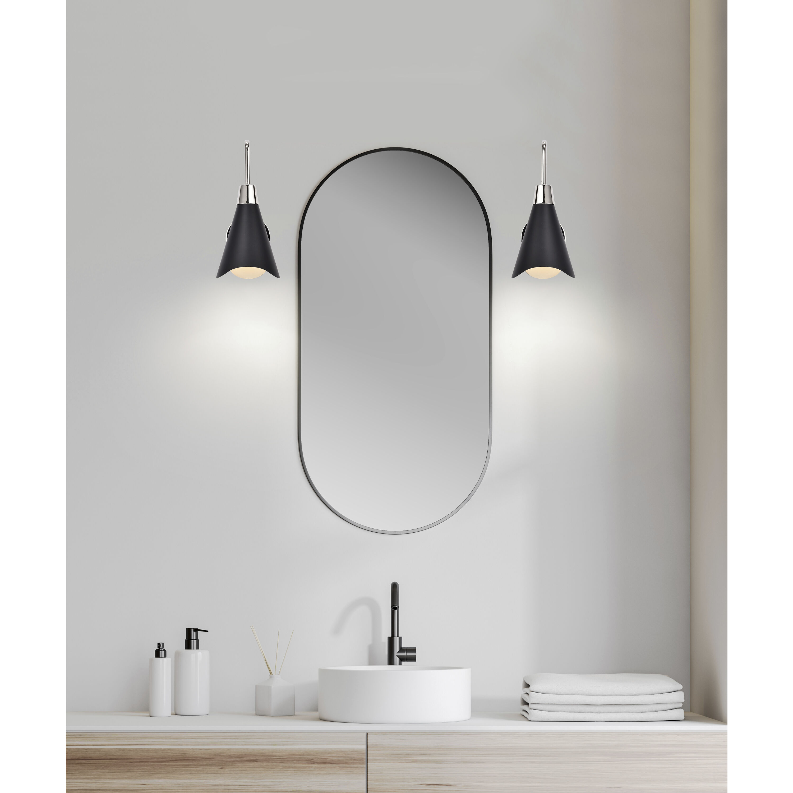 Tango 1 Light 6 inch Matte Black/Polished Nickel Bathroom Vanity Lights Wall Light