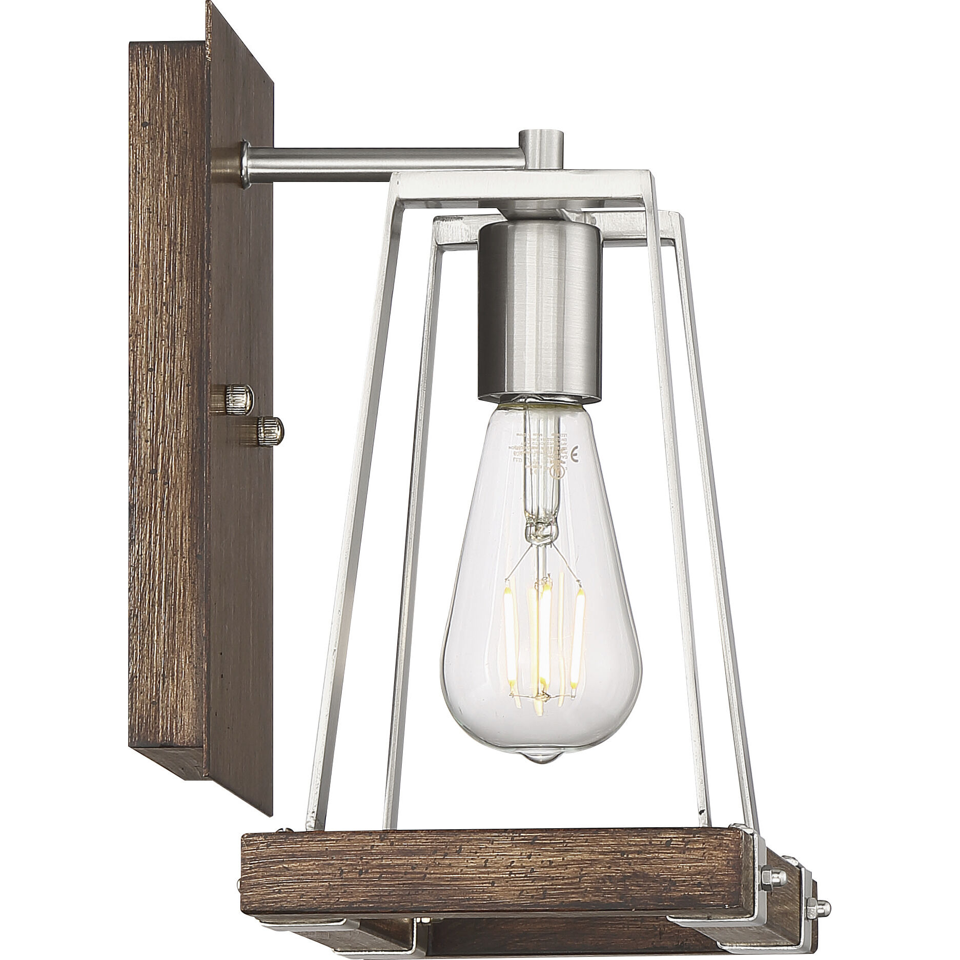 Outrigger 1 Light 9.5 inch Brushed Nickel and Nutmeg Wood Wall Sconce Wall Light