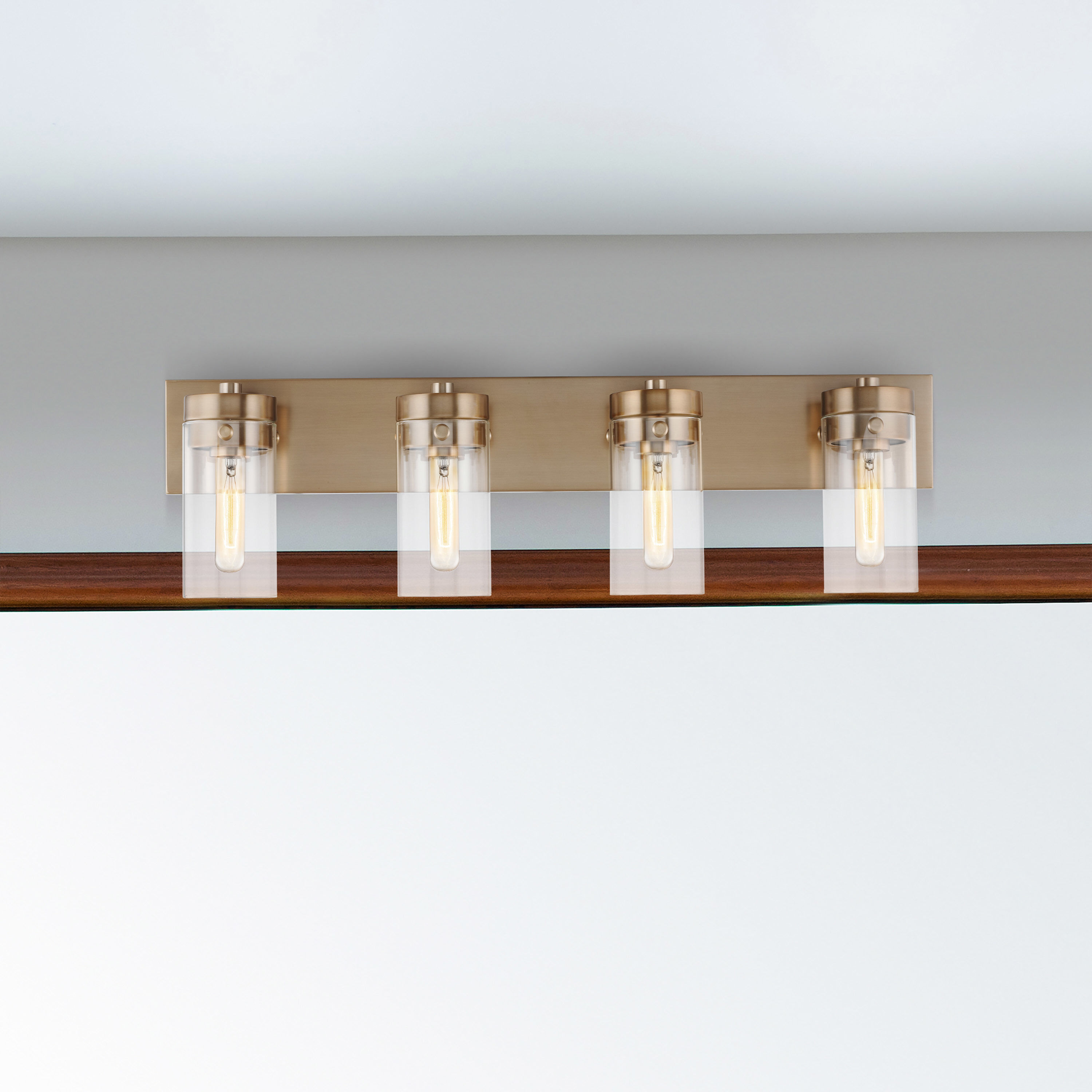 Intersection 4 Light 30 inch Burnished Brass Bathroom Vanity Lights Wall Light