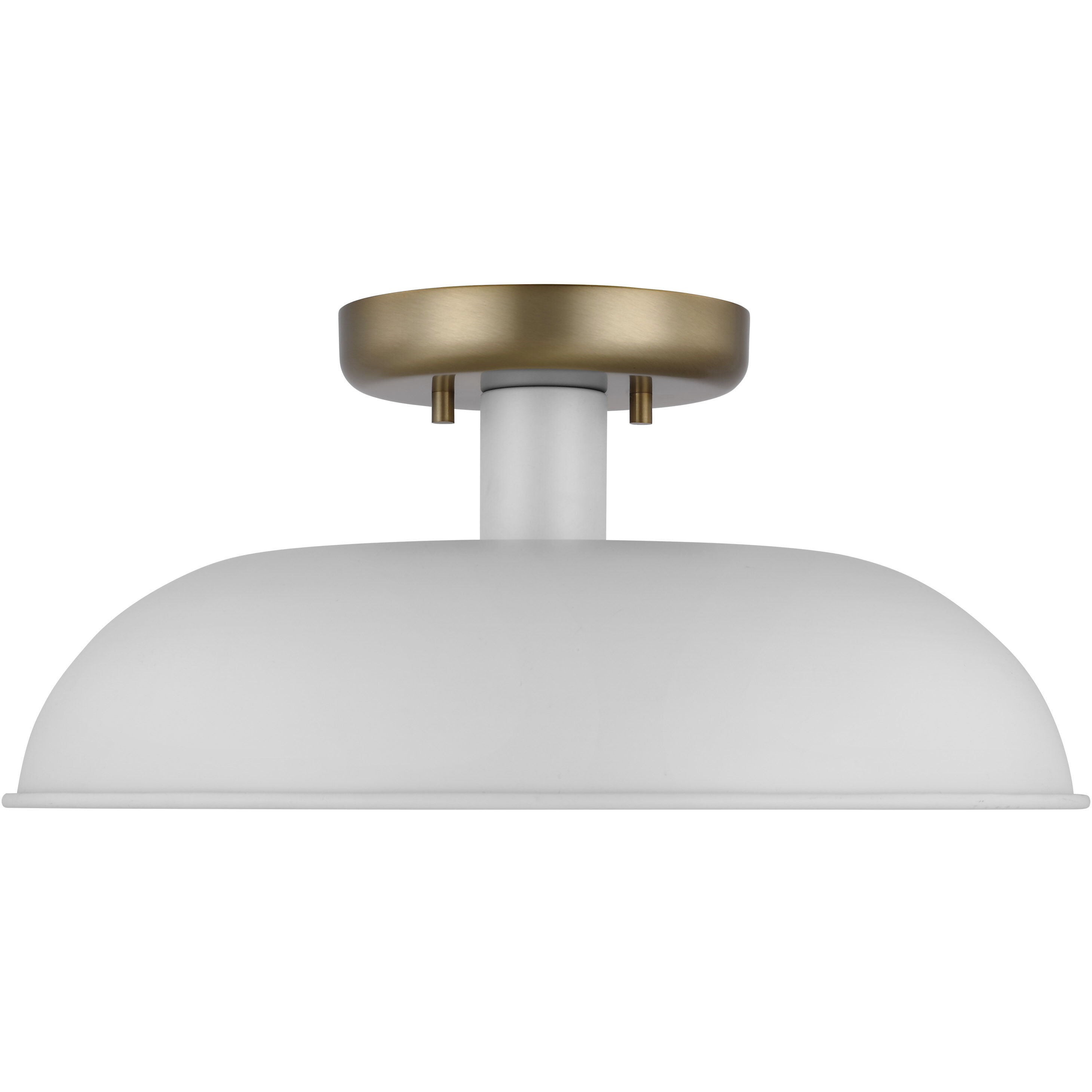Colony 1 Light 15 inch Matte White/Burnished Brass Semi Flush Ceiling Light