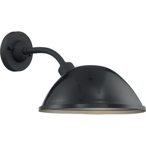 South Street 1 Light 11 inch Gloss Black and Silver Outdoor Wall Fixture