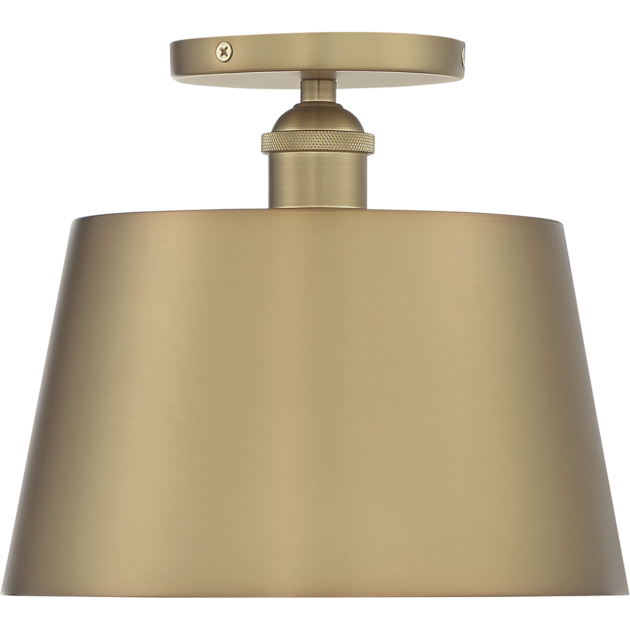 Motif 1 Light 10 inch Brushed Brass and White Accents Semi Flush Mount Fixture Ceiling Light