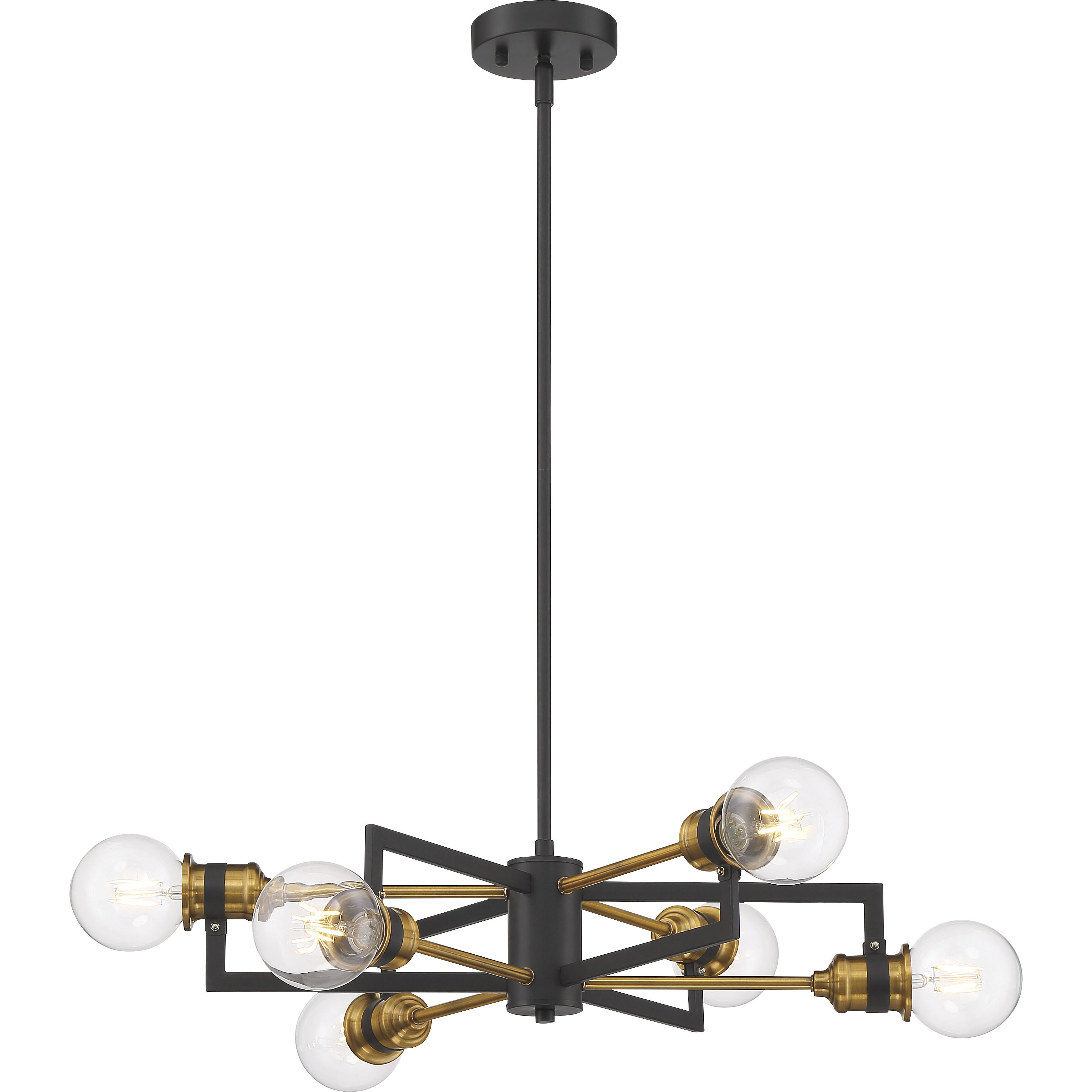 Intention 6 Light 24 inch Warm Brass and Black Chandelier Ceiling Light