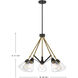 Starlight 5 Light 28.13 inch Matte Black and Natural Brass Chandelier Ceiling Light