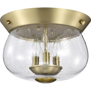 Boliver 3 Light 13.5 inch Vintage Brass Flush Mount Ceiling Light