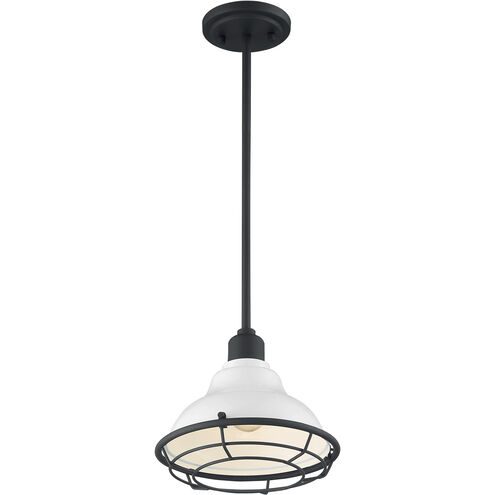 Newbridge 1 Light 10 inch Gloss White and Black Accents Pendant Ceiling Light