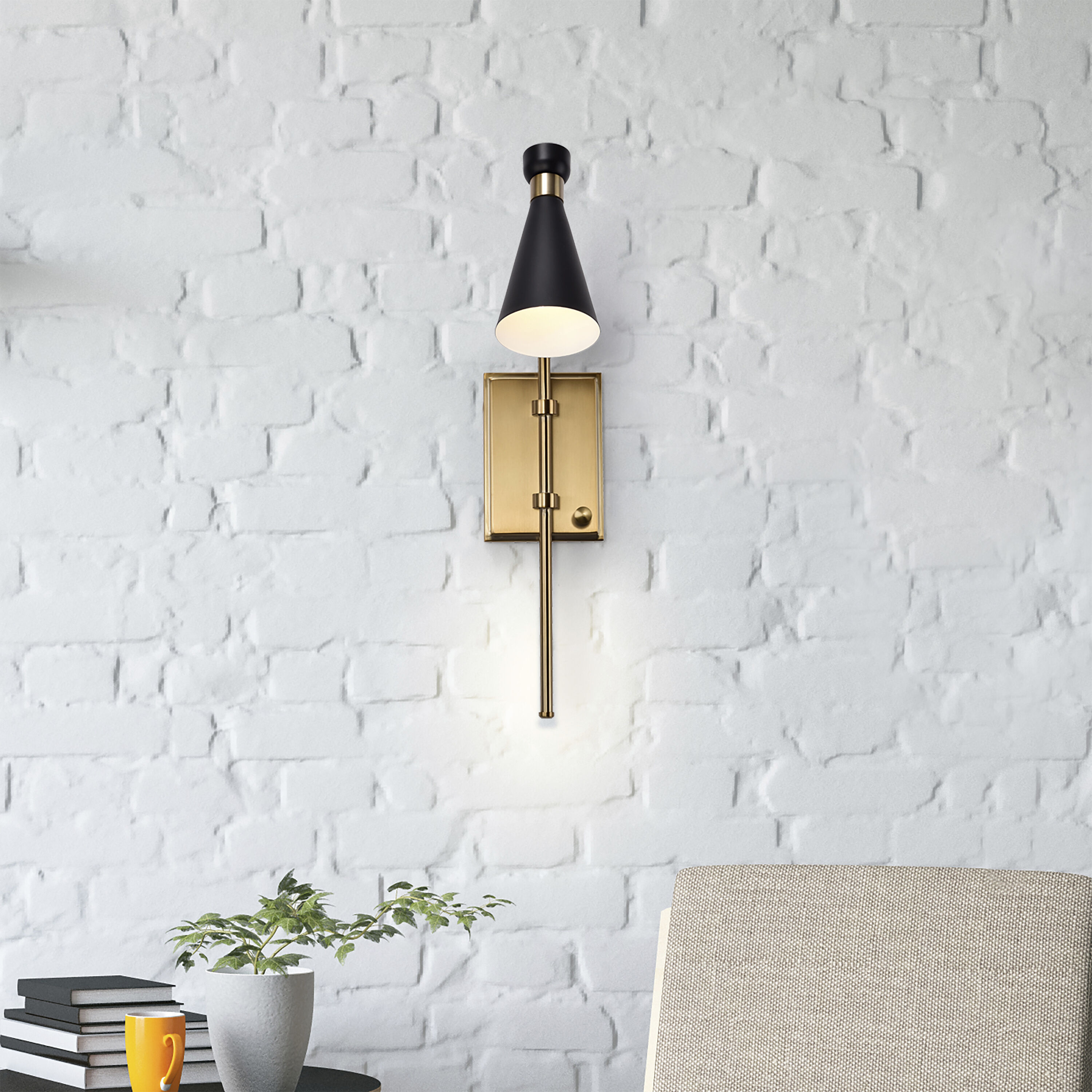 Nuvo 60 7395 Prospect 1 Light 5 inch Matte Black Burnished Brass