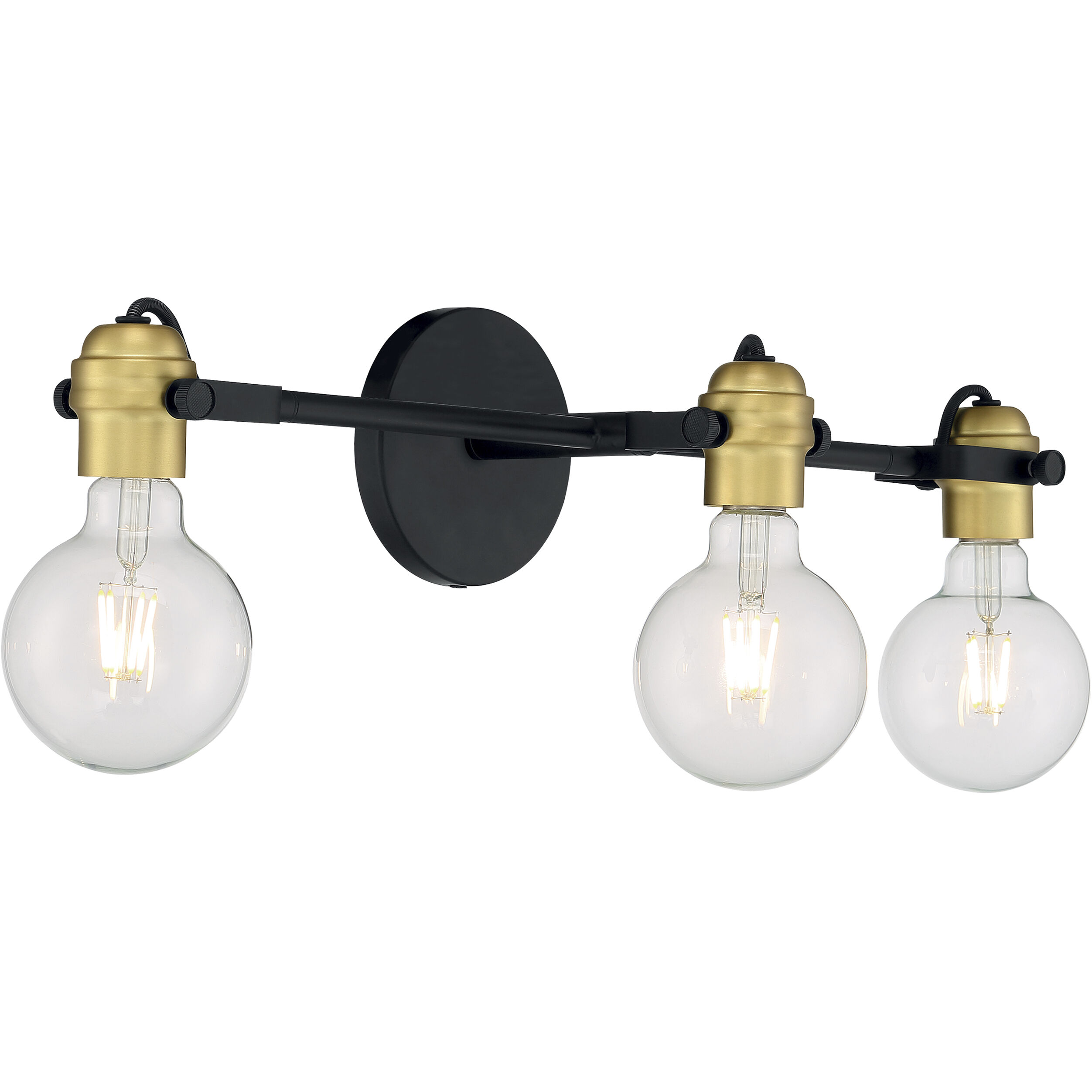 Mantra 3 Light 22.5 inch Black and Brushed Brass Vanity Light Wall Light