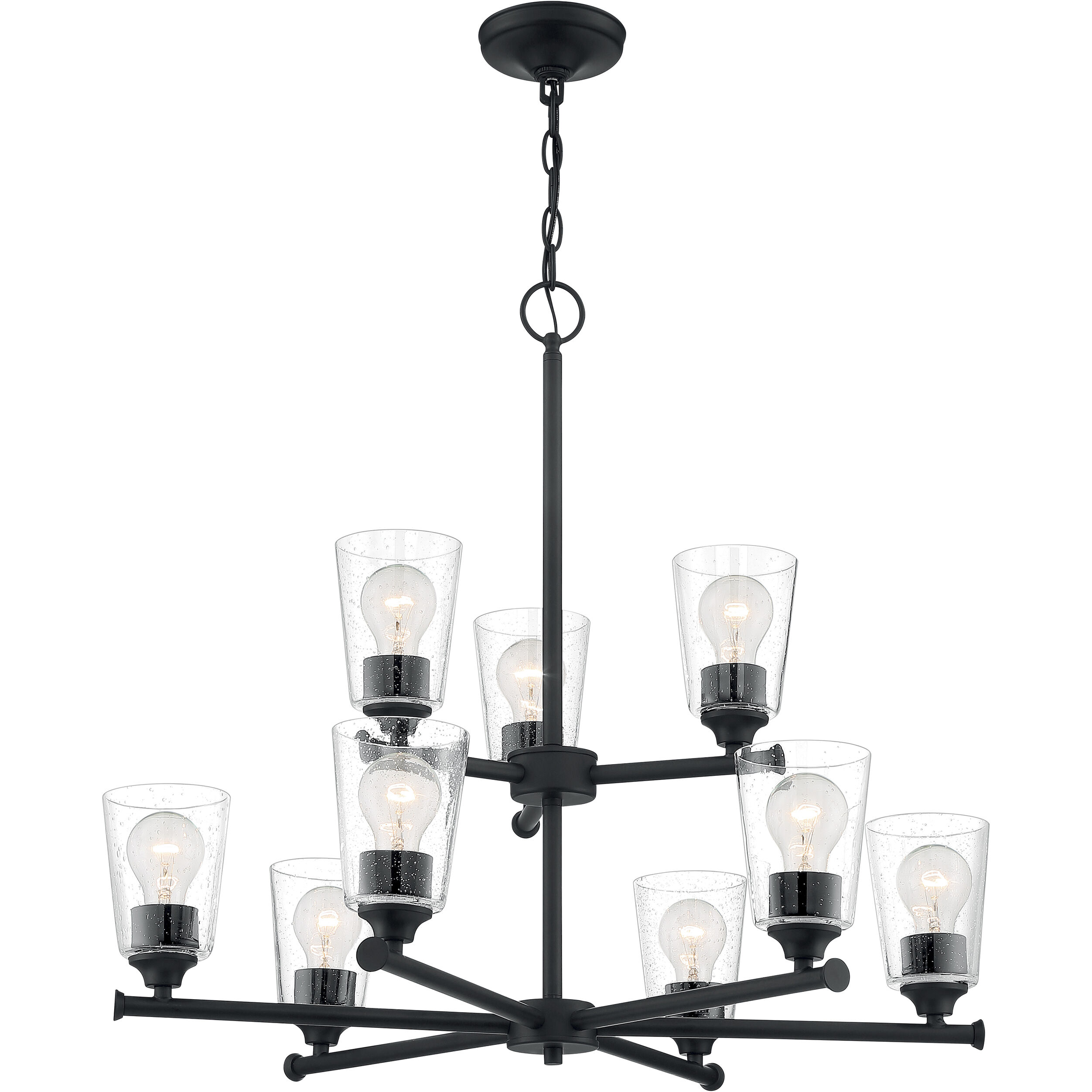 Bransel 9 Light 28 inch Matte Black Chandelier Ceiling Light