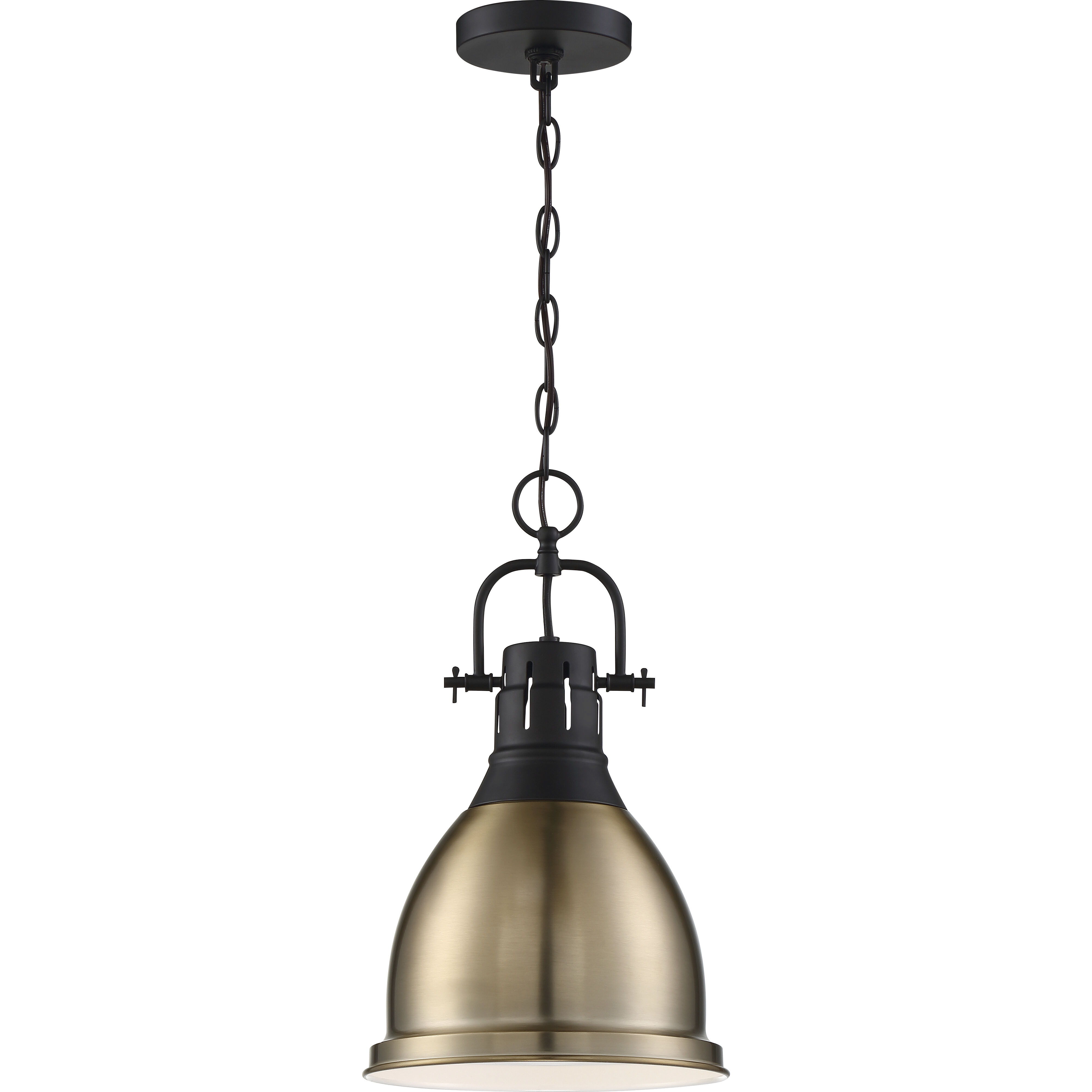 Watson 1 Light 10.25 inch Matte Black and Burnished Brass Pendant Ceiling Light