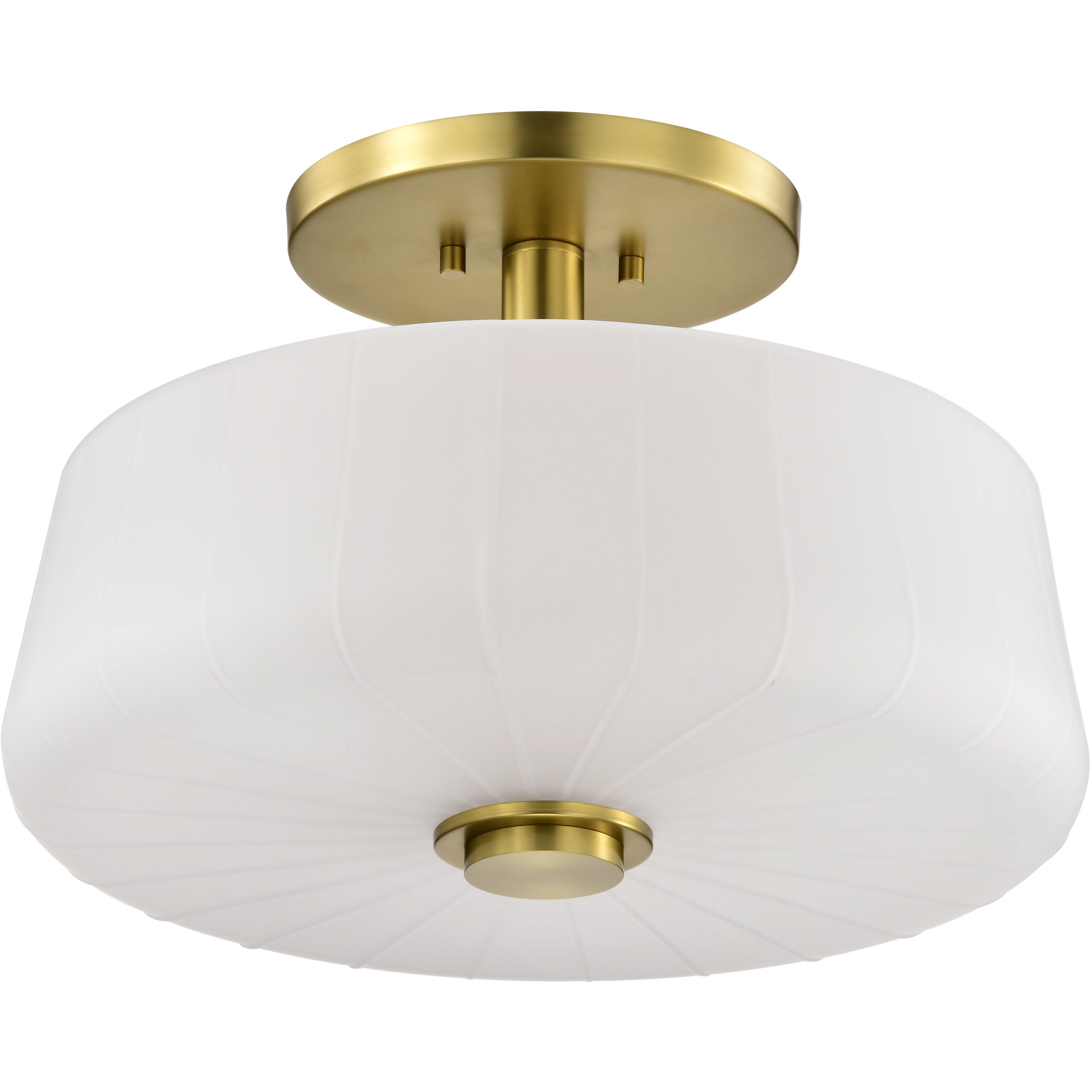 Lune 16 inch Vintage Brass Semi Flush Mount Ceiling Light