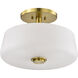 Lune 16 inch Vintage Brass Semi Flush Mount Ceiling Light