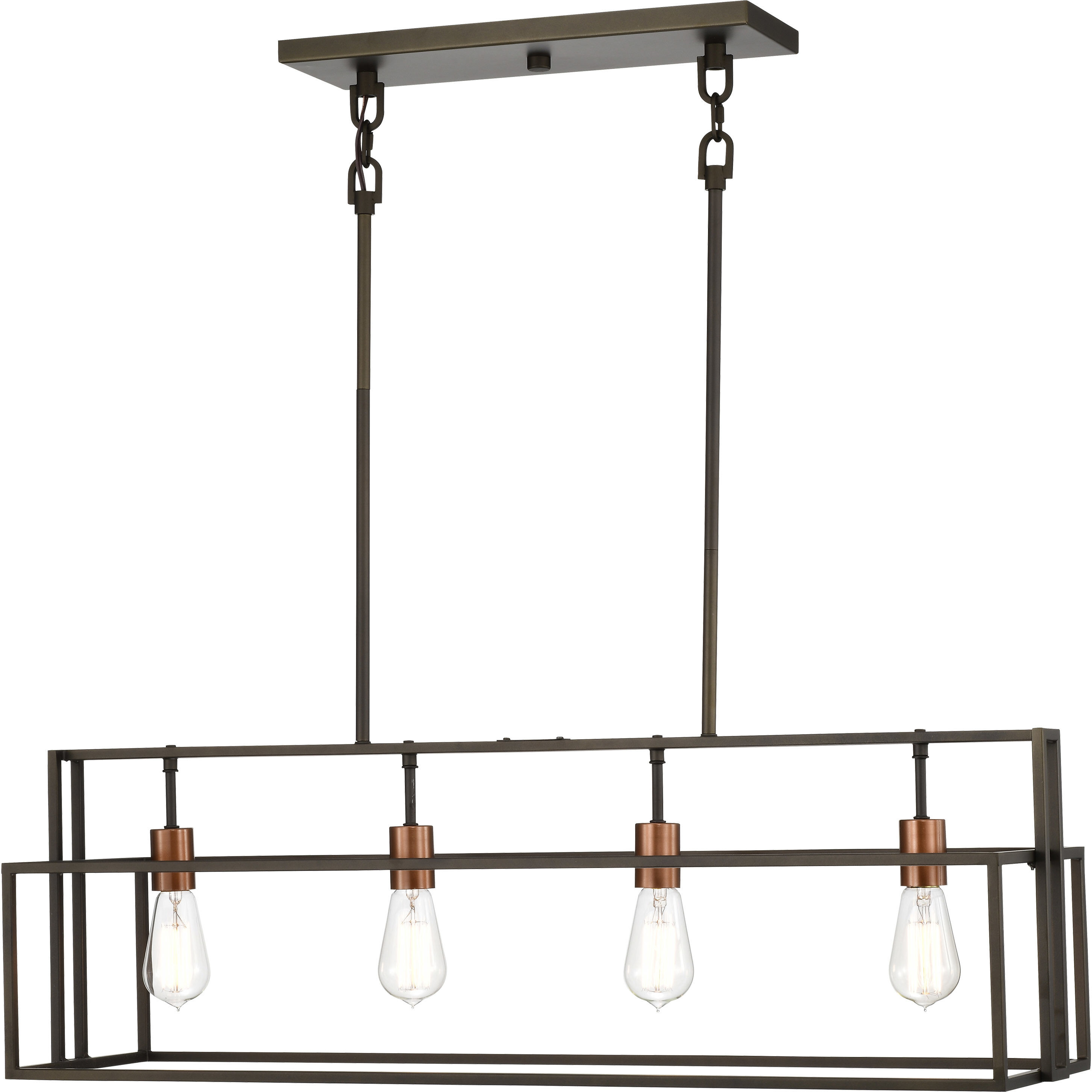 Lake 4 Light 36 inch Bronze and Copper Accents Island Pendant Ceiling Light