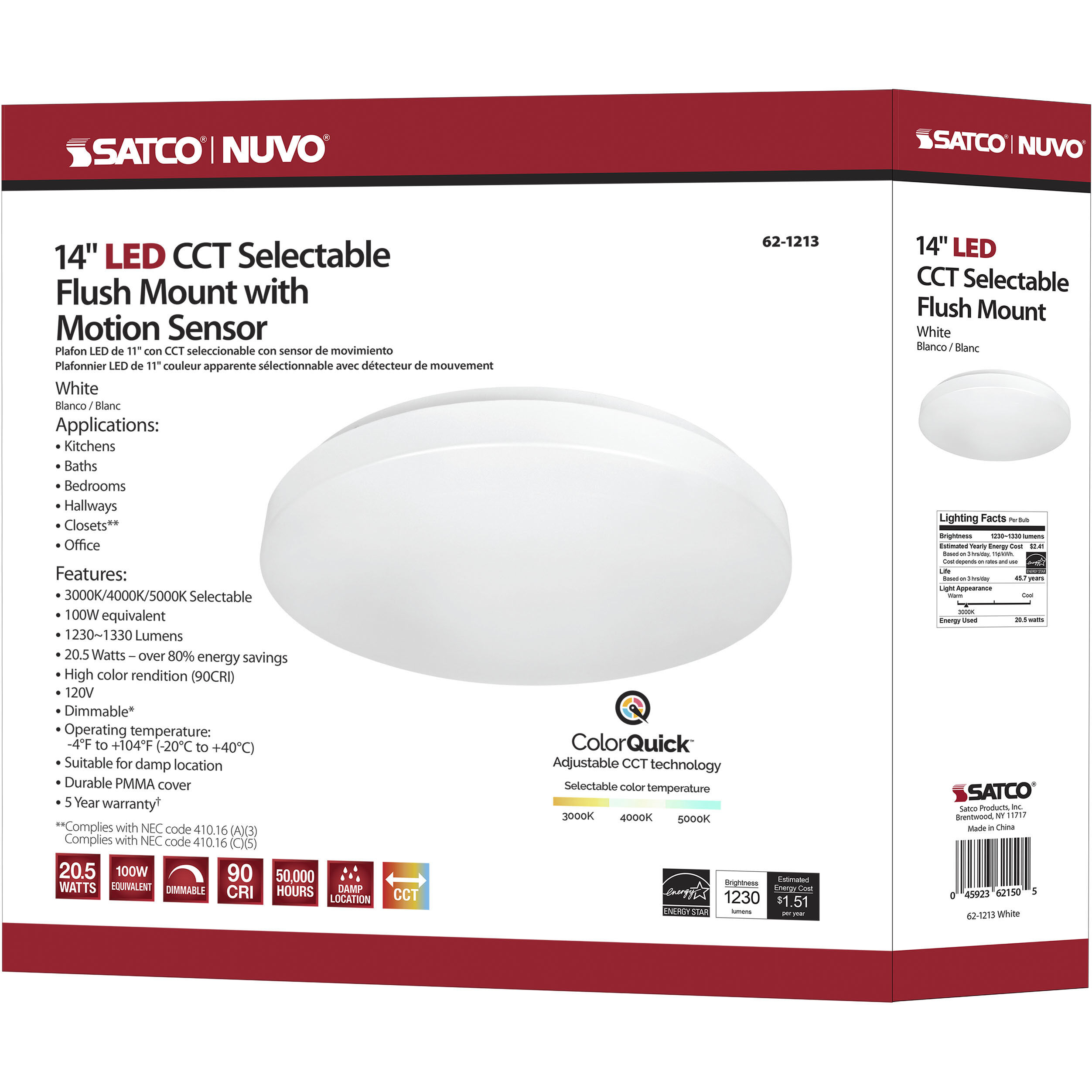 Cloud LED 14 inch White Flush Mount Ceiling Light