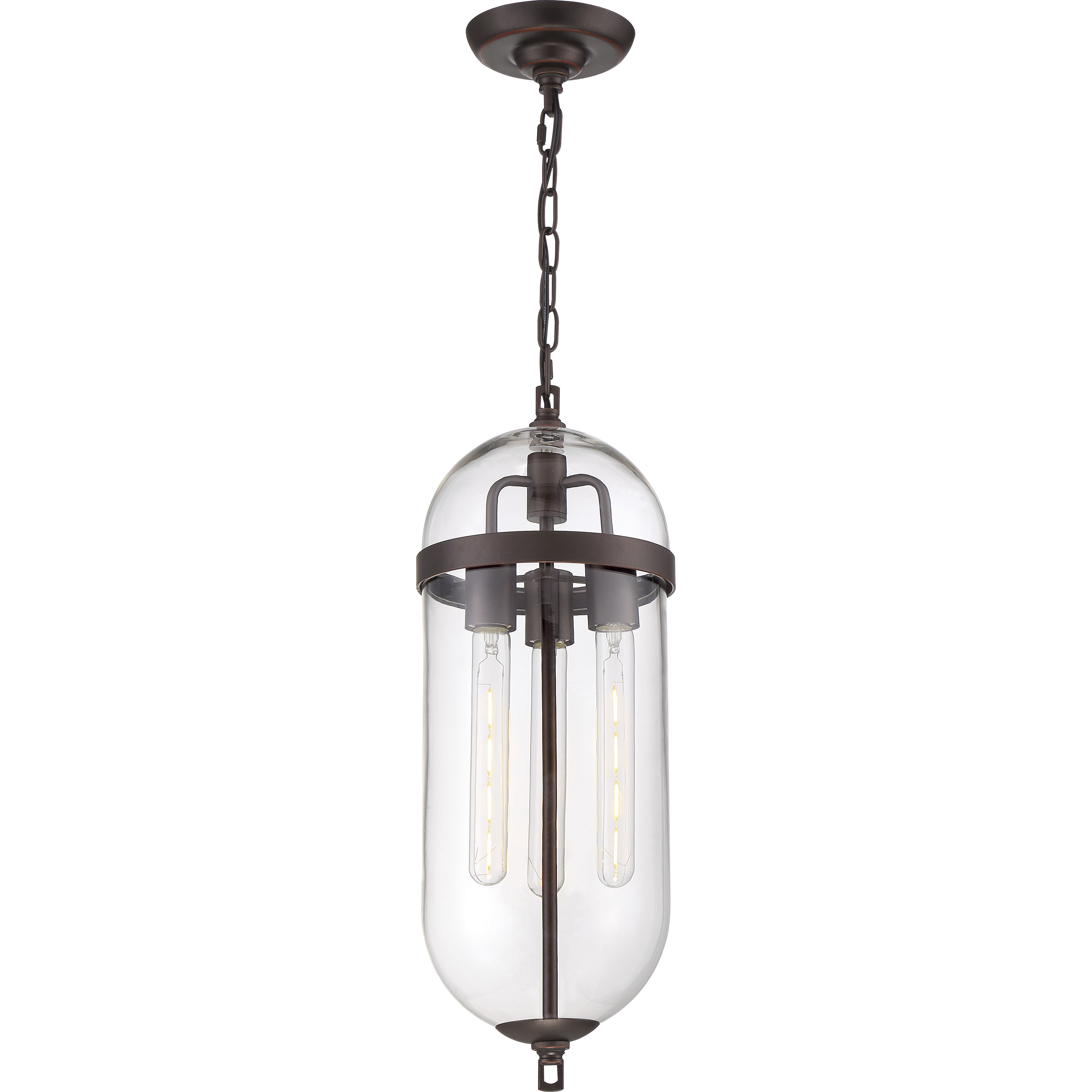 Fantom 3 Light 8 inch Mahogany Bronze and Clear Pendant Ceiling Light