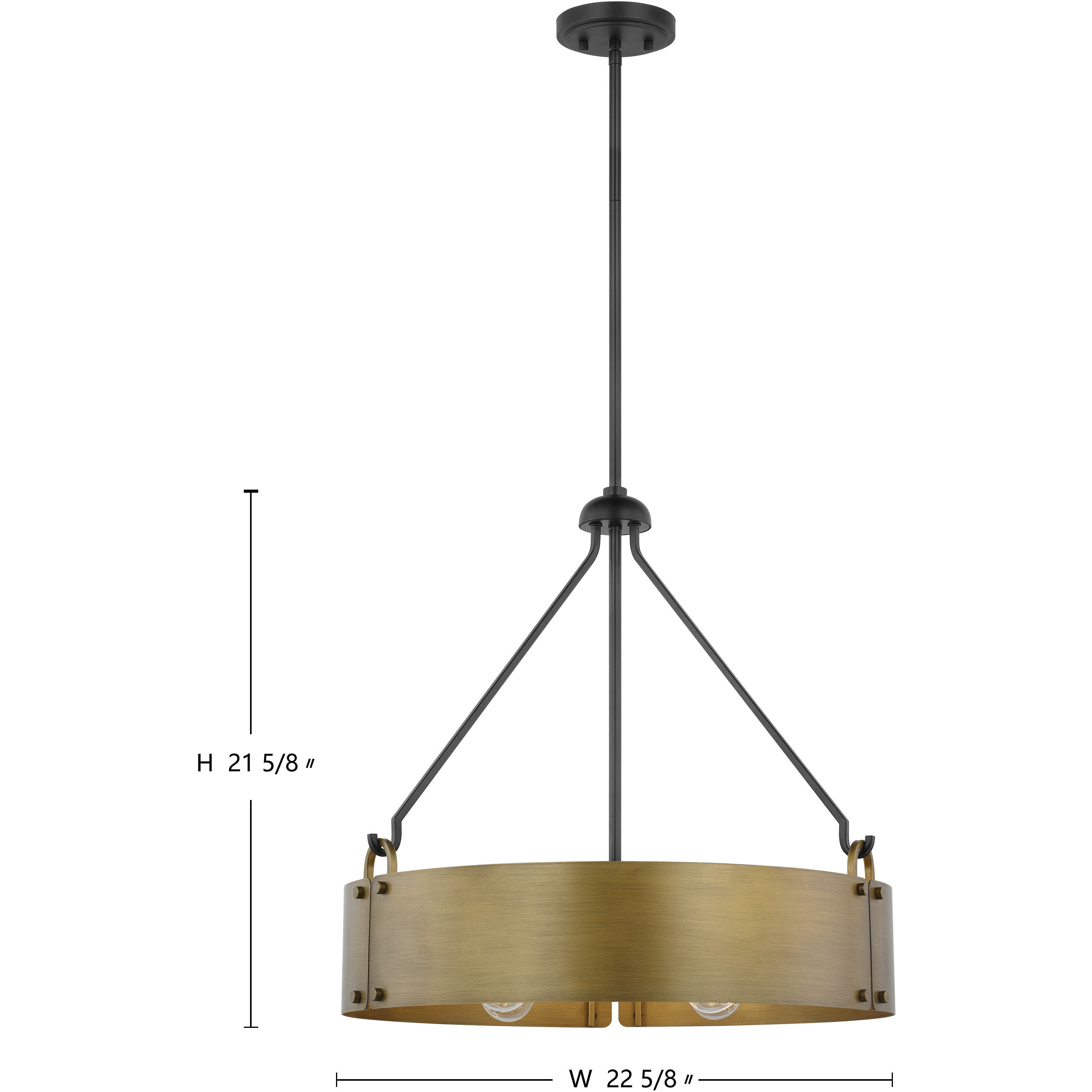 Halter 4 Light 22.63 inch Matte Black and Natural Brass Pendant Ceiling Light