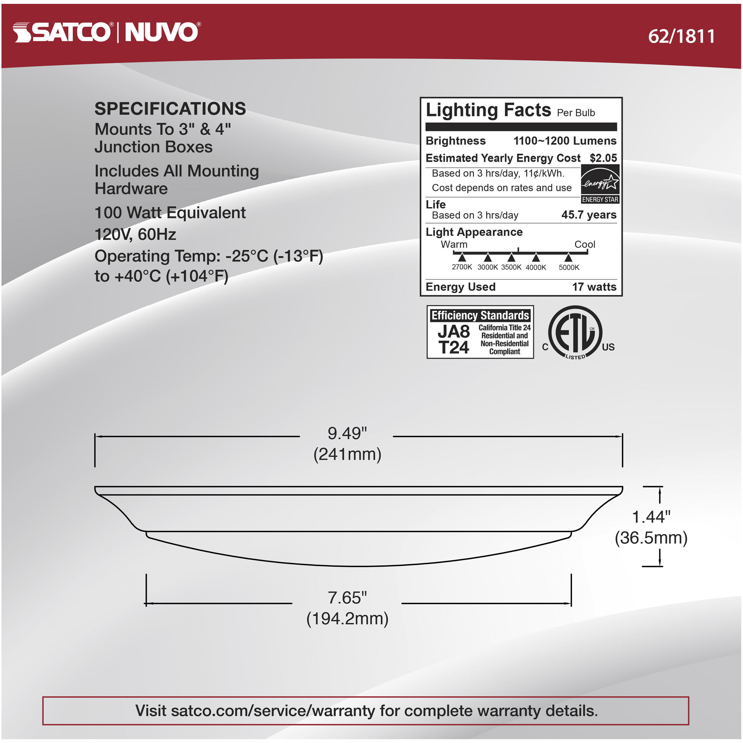 Brentwood Integrated LED White LED Disk