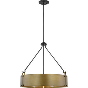Halter 4 Light 22.63 inch Matte Black and Natural Brass Pendant Ceiling Light